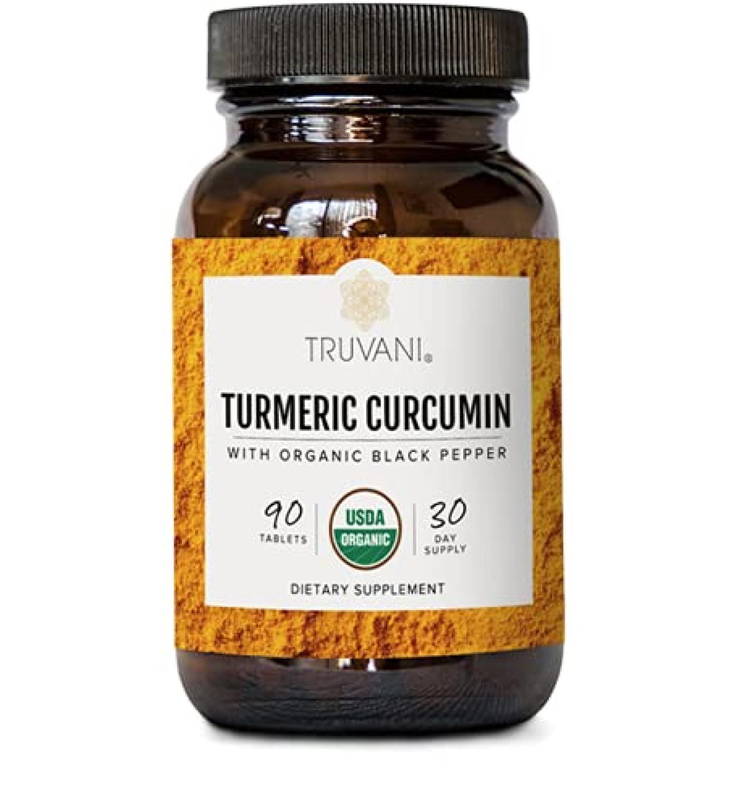 TRUVANI Organic Turmeric Curcumin 1350mg with Black Pepper | Anti-Inflammatory Joint Support & Stress Relief | 30 Servings - Buy Online on GoSupps.com
