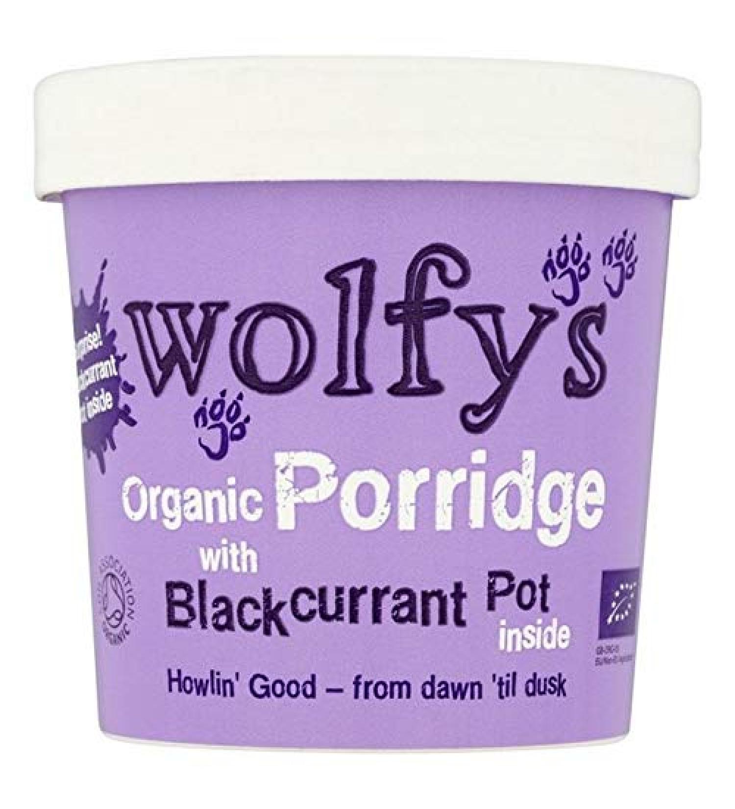 6X Wolfy's Organic Blackcurrant Porridge Pot 90g