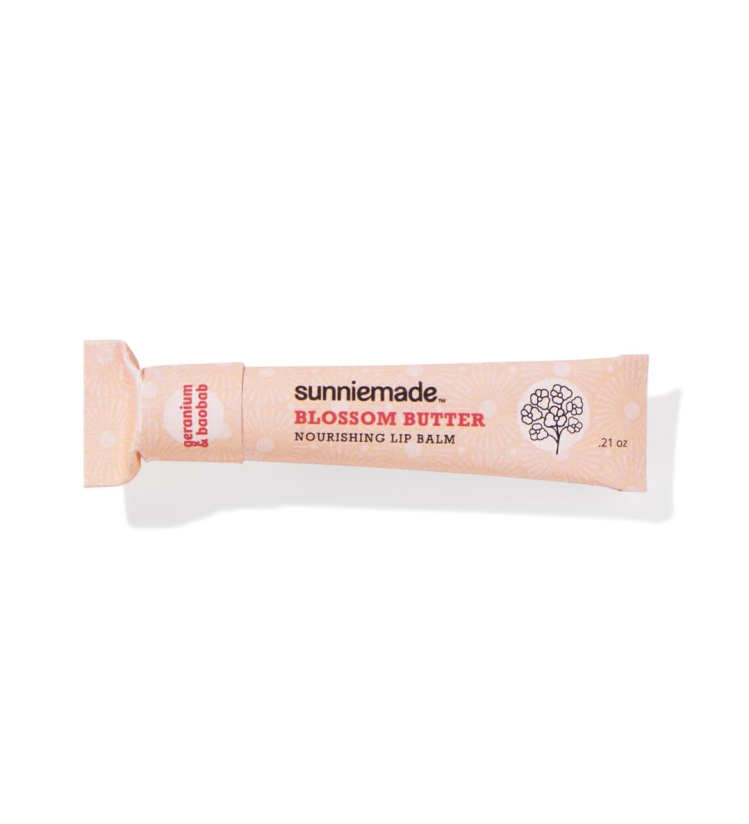 Sunniemade Nourishing Lip Balm - Blossom Butter Geranium Scent Softening Baobab Oil Natural & Vegan Plastic-free Packaging - Buy Online on GoSupps.com