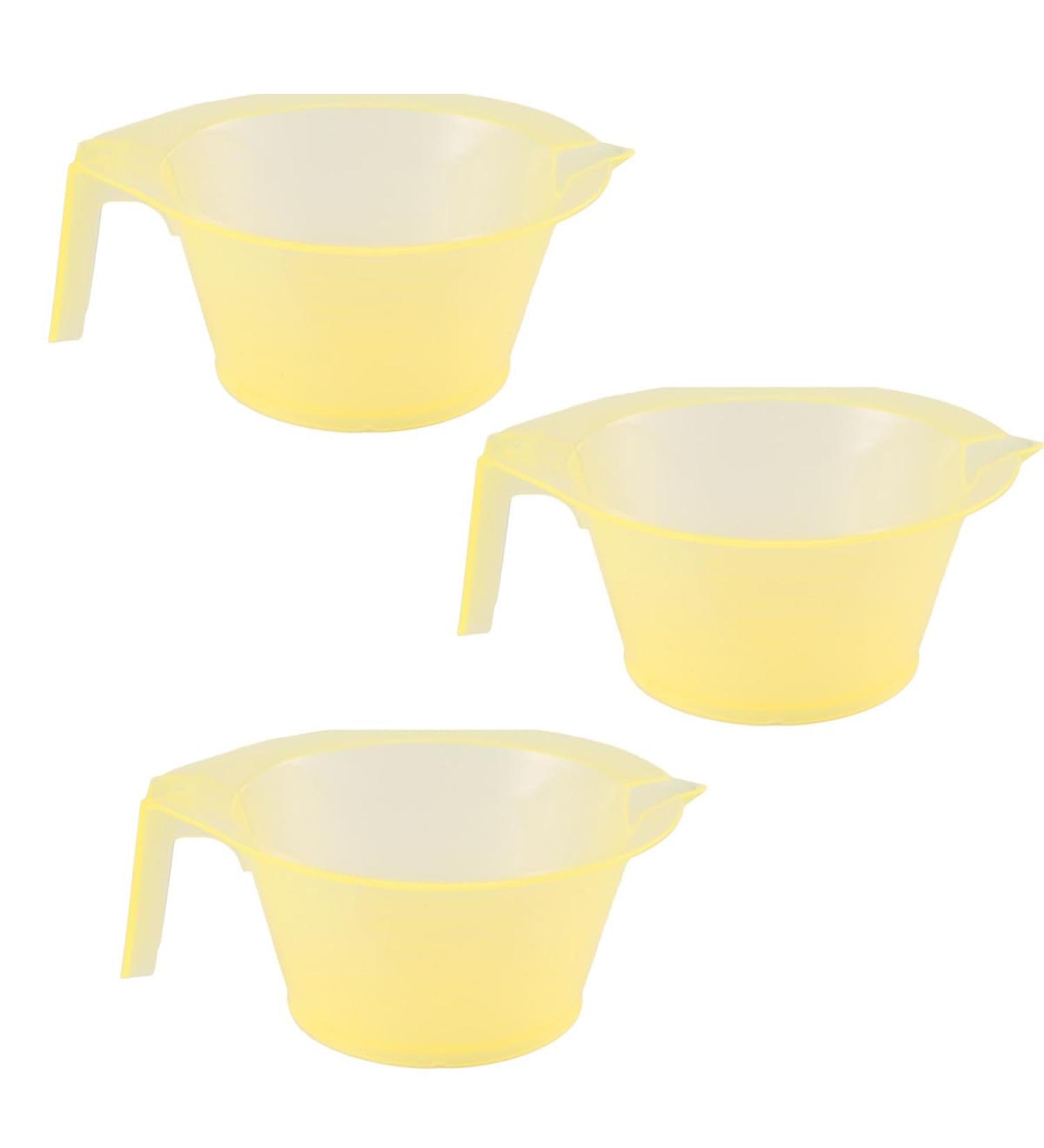 Sewroro Lot de 3 Bols Teinture Capillaire Jaunes en Plastique Gobelets Robustes pour Coloration DIY Outil de Teinture Cheveux Pratique pour Usage Maison et Salons de Coiffure - Buy Online on GoSupps.com