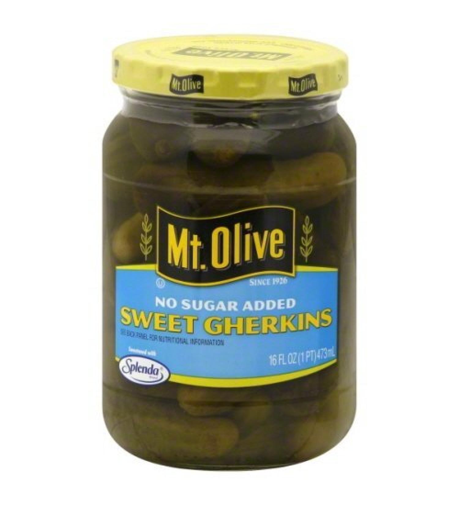 Mt. Olive Sweet Gherkins No Sugar Added 16 Oz (Pack of 2)