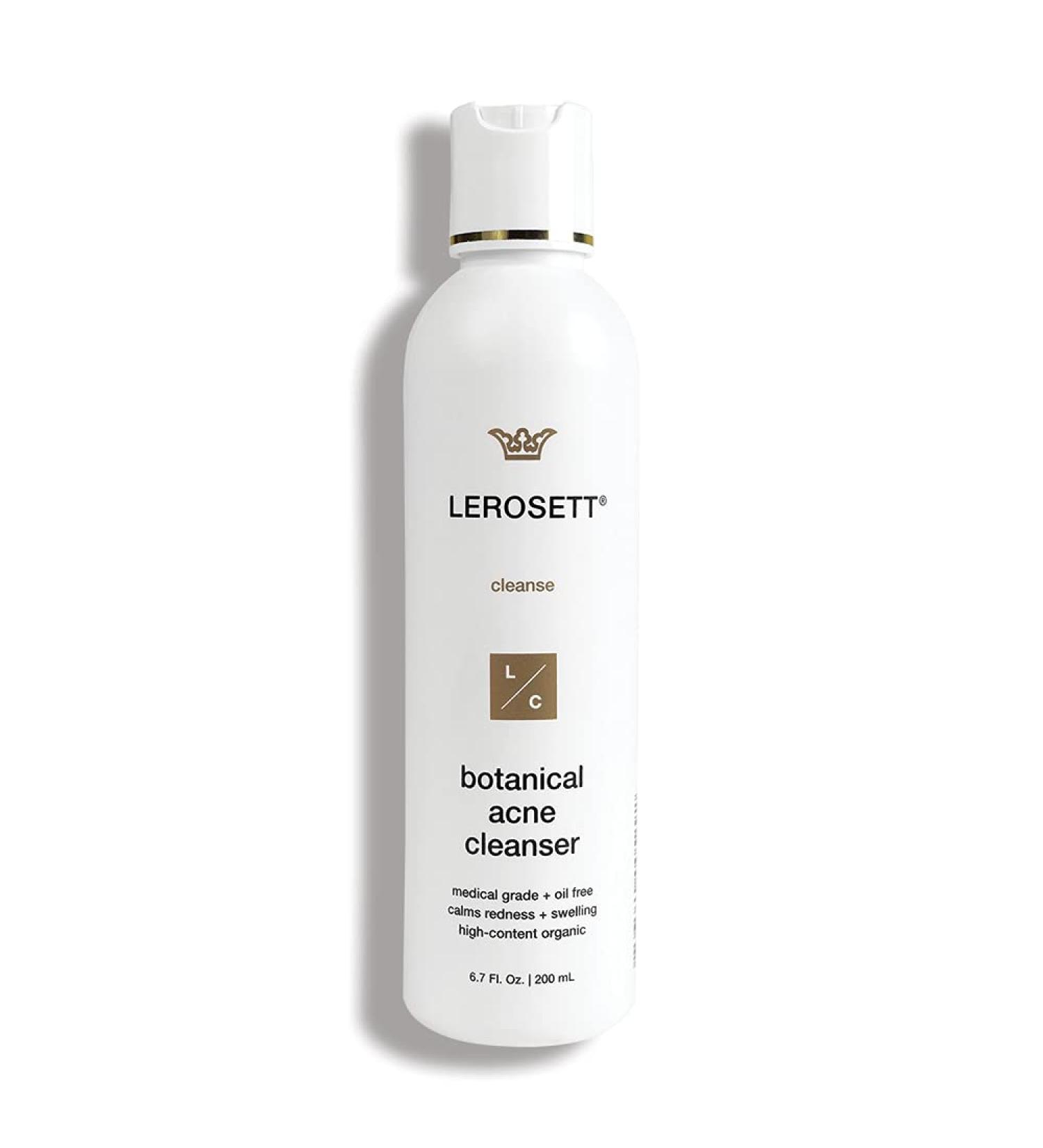 LEROSETT Botanical Acne Cleanser - Gentle Foaming Gel Face Wash with 2% Salicylic Acid, 60% Aloe Vera - Non-Drying, Vegan Formula for Acne Prone & Sensitive Skin - 6.7 oz - Buy Online on GoSupps.com