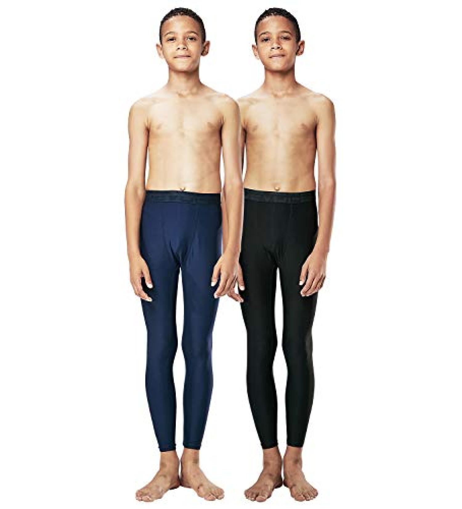 DEVOPS Boys 2-3 Pack UPF 50+ Compression Tights Sport Leggings - Small #2(2pack) Black/Navy - Buy Online on GoSupps.com