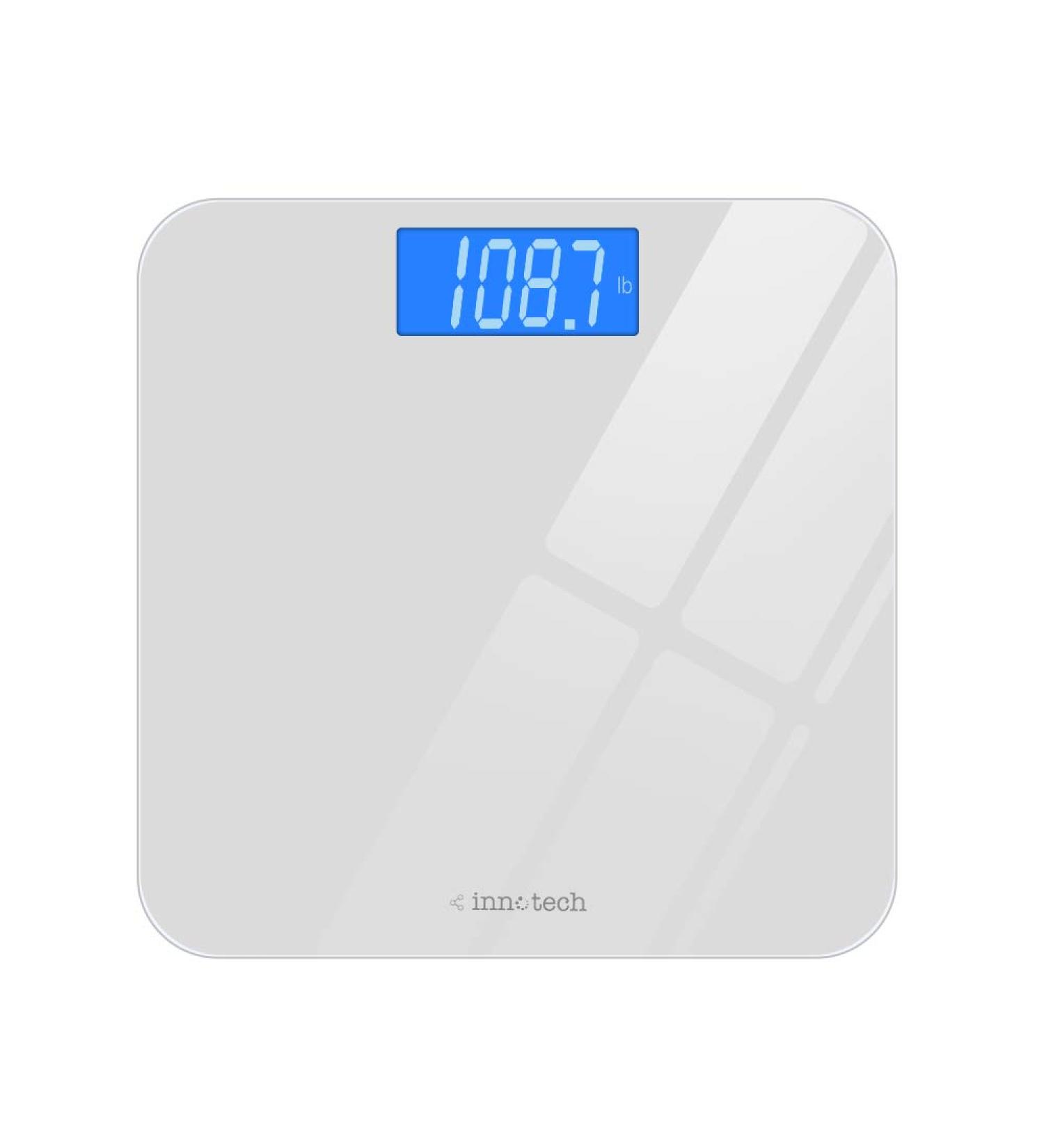 Innotech Digital Bathroom Scale - Easy-to-Read Backlit LCD - White - Buy Online on GoSupps.com