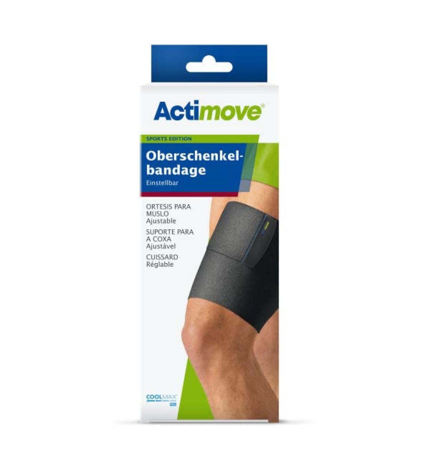 Actimove SPORTS EDITION adjustable thigh bandage - firm compression - for sports - black one size fits all