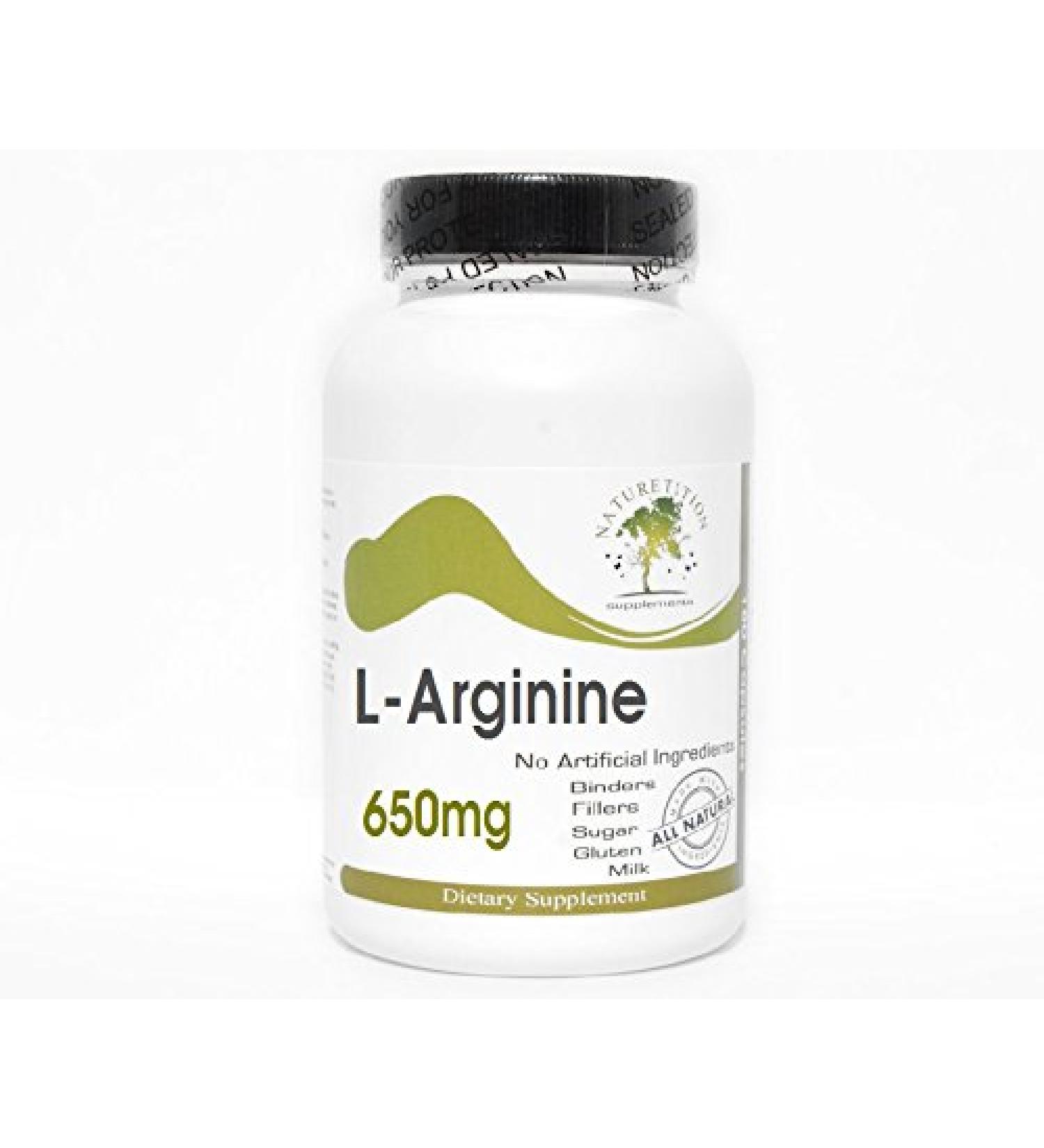 L-Arginine 650mg 180 Capsules - No Additives Naturetition Supplements