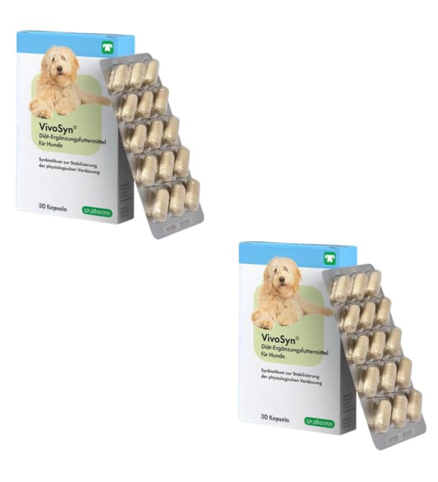 cp-pharma VivoSyn - Pack of 2 x 30 capsules - Food supplement for dogs - To stabilize physiological digestion - Highly concentrated synbiotic