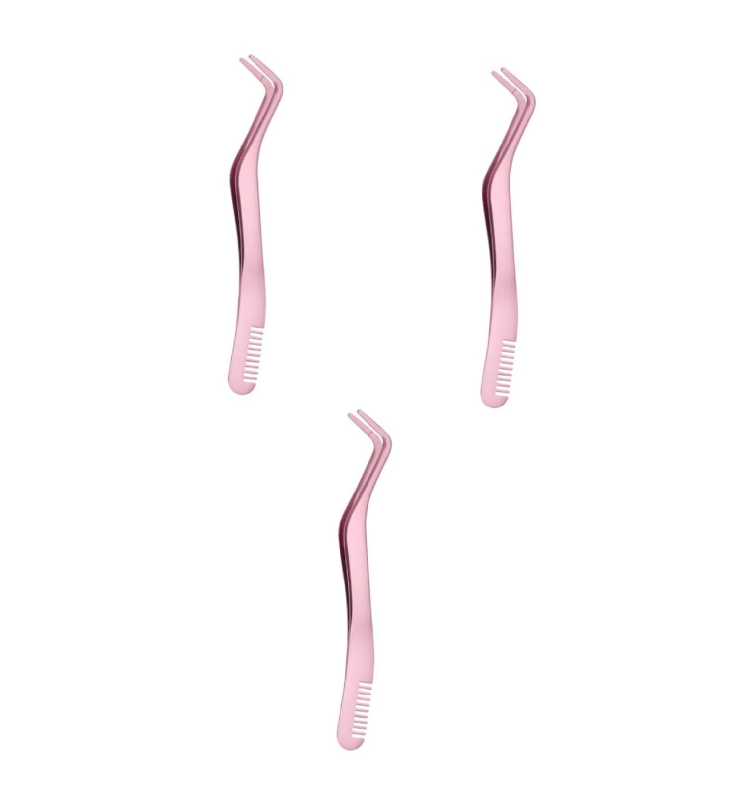 FRCOLOR 3pcs Eyelash Tweezers Set with Comb & Separator Tool - Ergonomic Stainless Steel Lash Applicator for Perfect Makeup - Buy Online on GoSupps.com