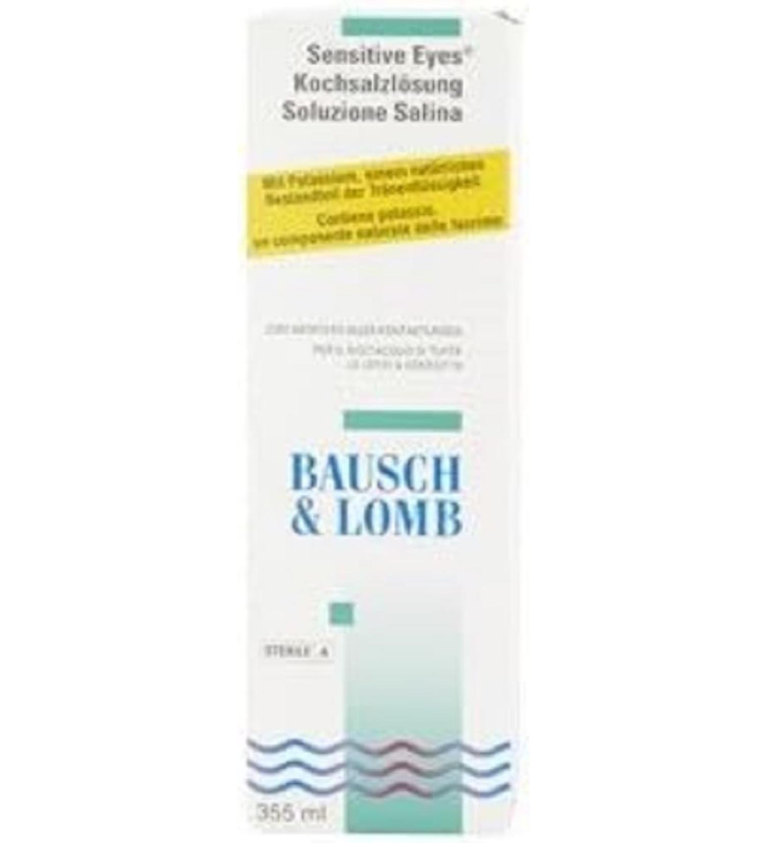 Bausch + Lomb Sensitive Eyes saline solution pH-neutral to rinse the contact lenses after cleaning 1 x 360 ml 360 ml (1 Pack)