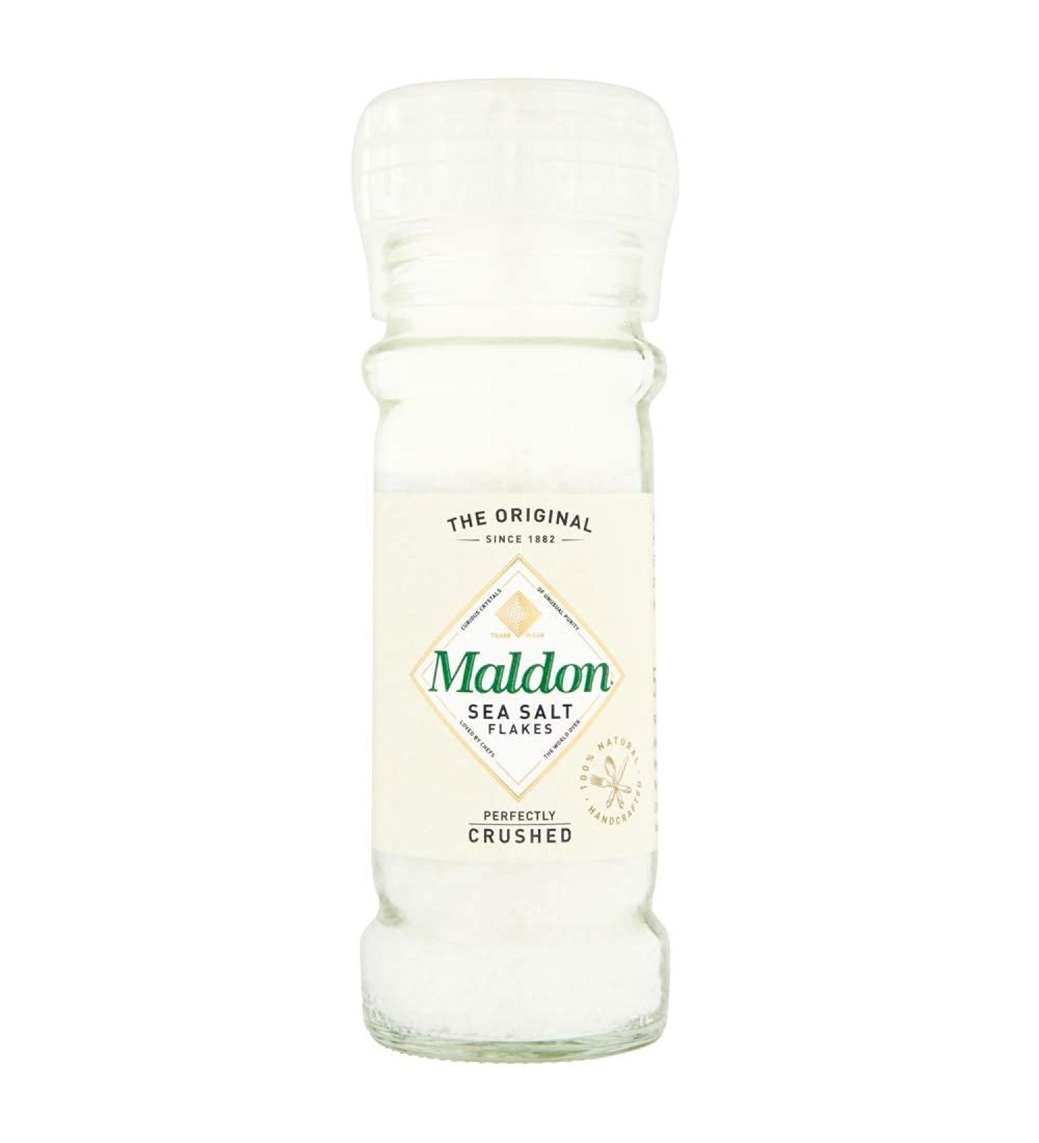 Maldon Sea Salt Mill 55g Refillable Adjustable Natural Kosher Handmade Gourmet Pyramid Crystals