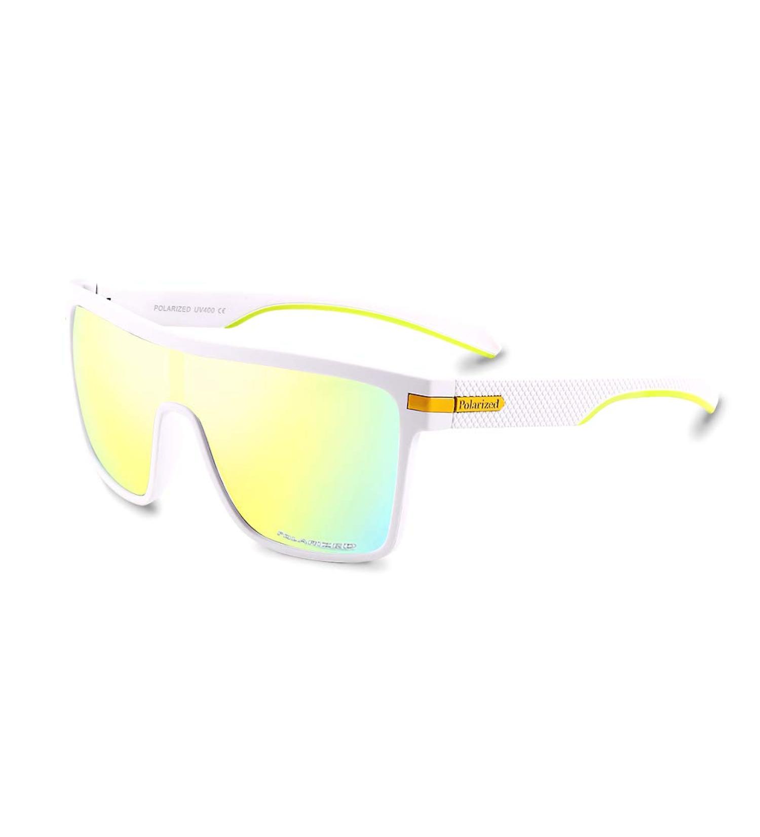 Karsaer Flat Top TR90 Polarized Men's Sunglasses - Mirrored Gold Lens/White - Buy Online on GoSupps.com