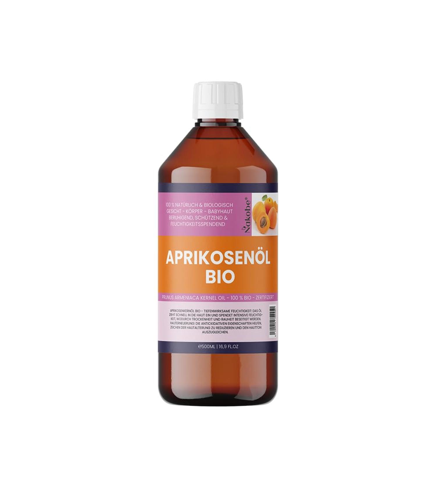 Organic apricot kernel oil cold pressed 100 pure base and massage oil for skin hair and aromatherapy 500 ml deep effective moisture Nakobe 500 ml 1er Pack - Buy Online on GoSupps.com
