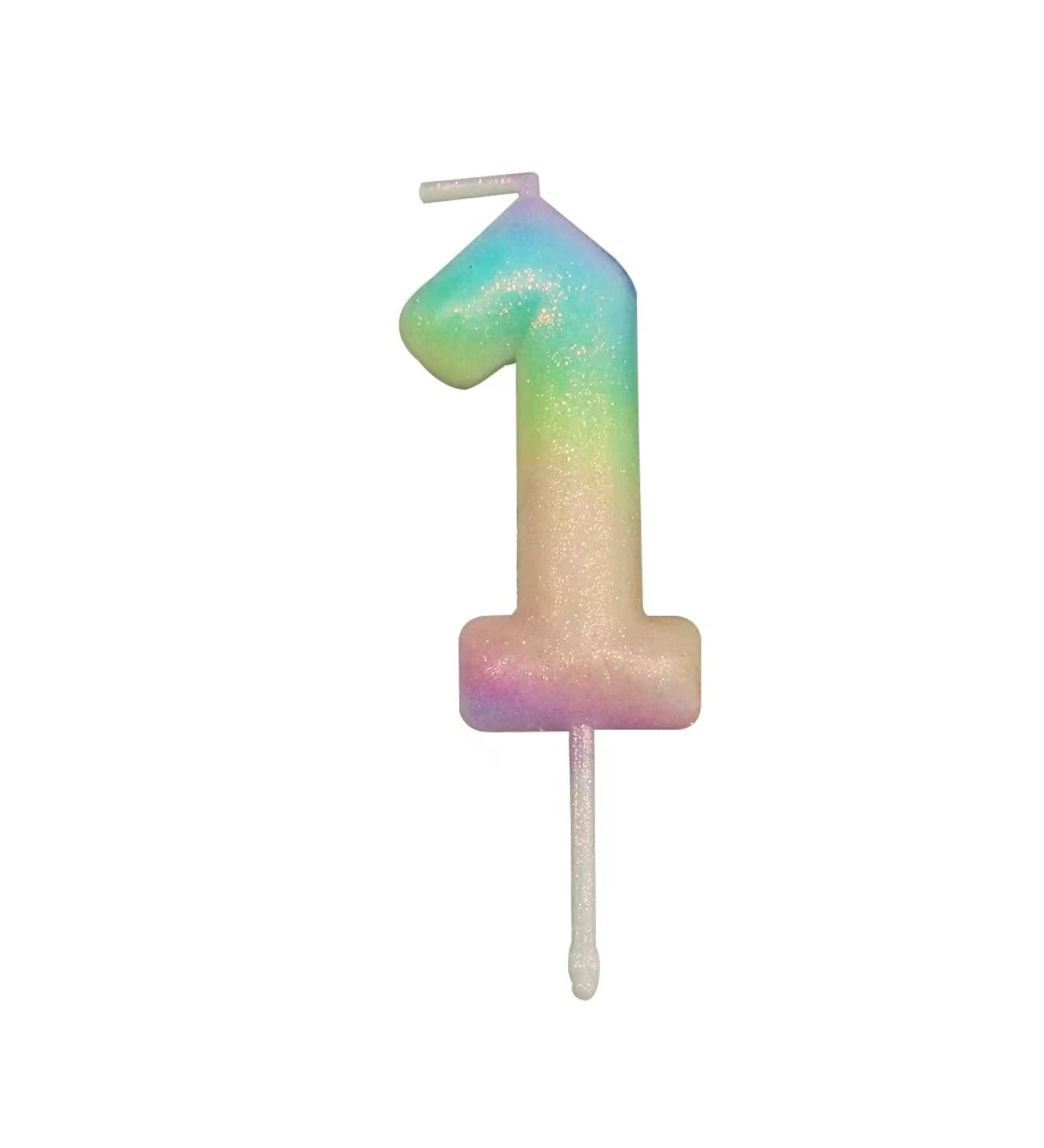 Large 2.76 inch Rainbow Number 1 Candle for Baby's First Birthday Party Cake Topper and Milestone Celebrations - Buy Online on GoSupps.com
