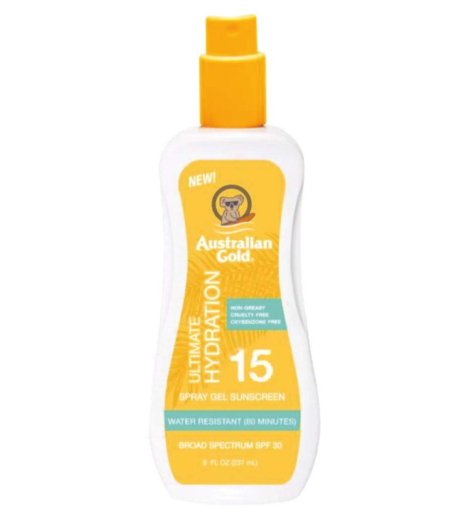 Australian Gold SPF 15 Spray Gel 8oz (235ml) - Moisture Max Formula (3 Pack) - Buy Online on GoSupps.com