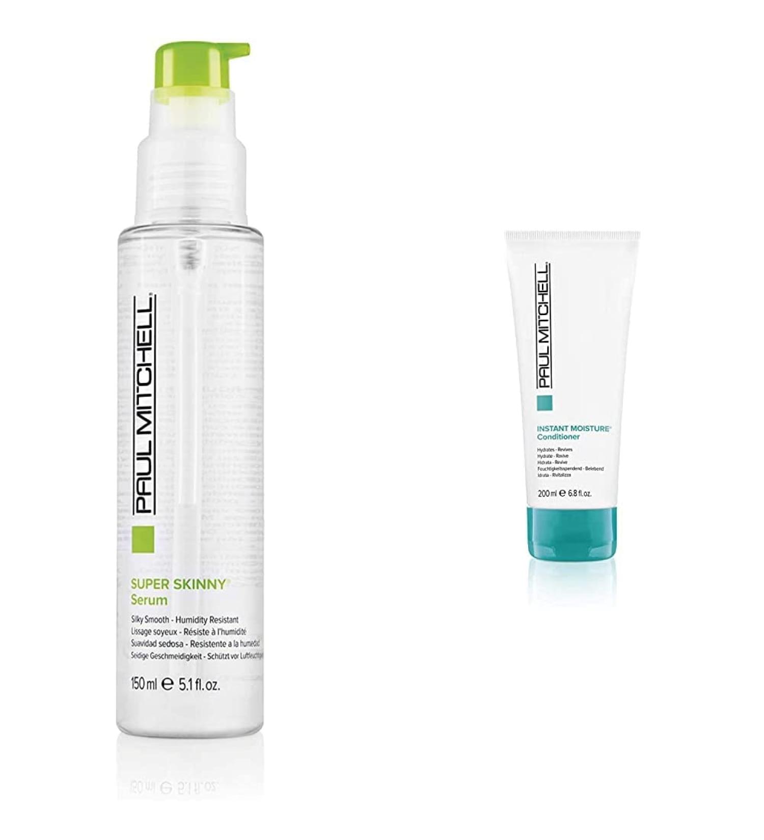Paul Mitchell Super Skinny Serum & Instant Moisture Shampoo Bundle - Anti-Frizz Fluid for Smooth Healthy Hair | 150ml + 200ml | Premium Hair Care - Buy Online on GoSupps.com