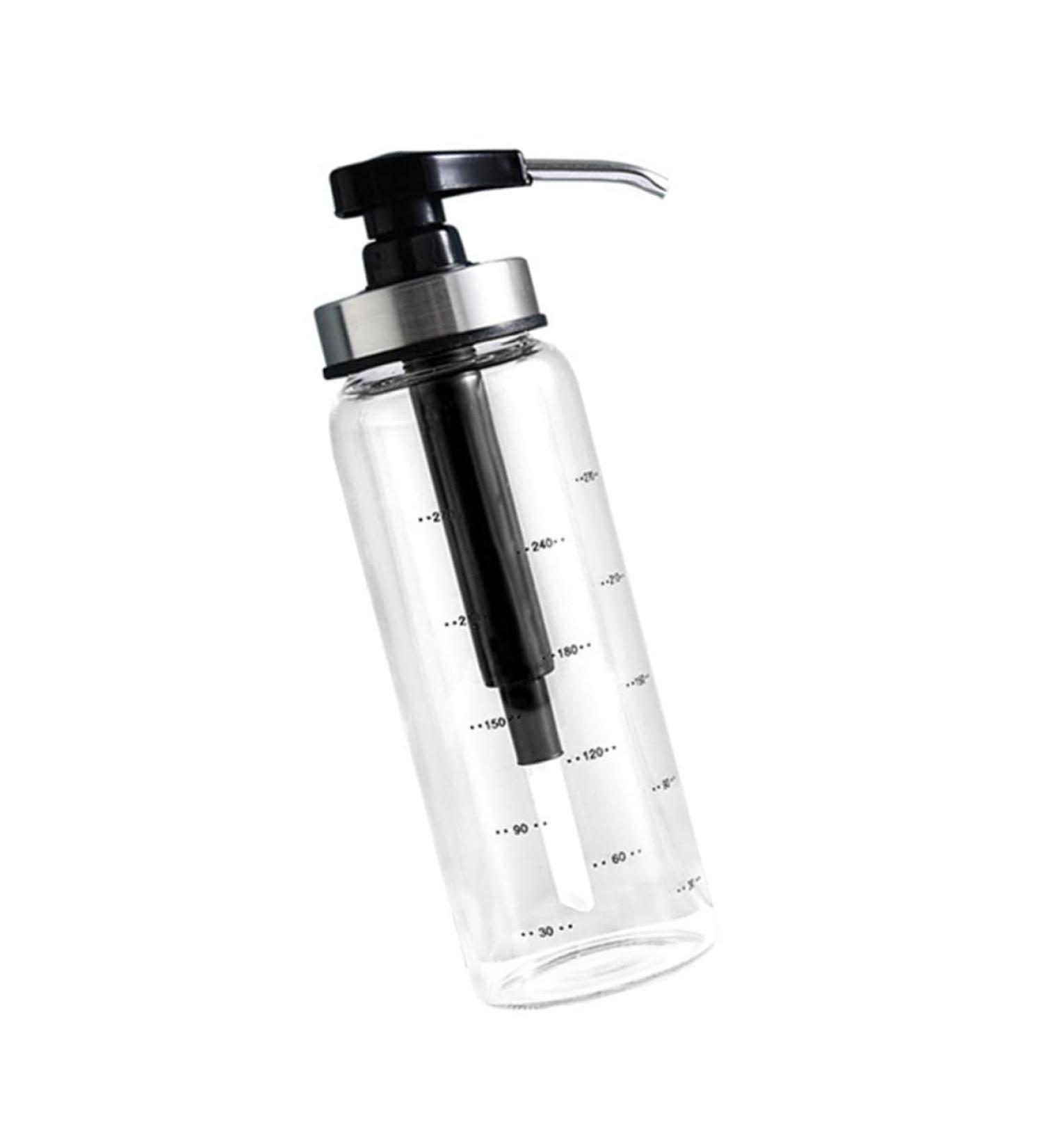 GOOHOCHY Kitchen Cabinet Syrup Pump Bottle Kitchen Cruet Honey Bottle Syrup Server Holder Glass Vinegar Bottle Olive Oil Dispenser Clear Soap Dispenser Stainless Steel Canola Oil 22.5x6x6cm Black - Buy Online on GoSupps.com