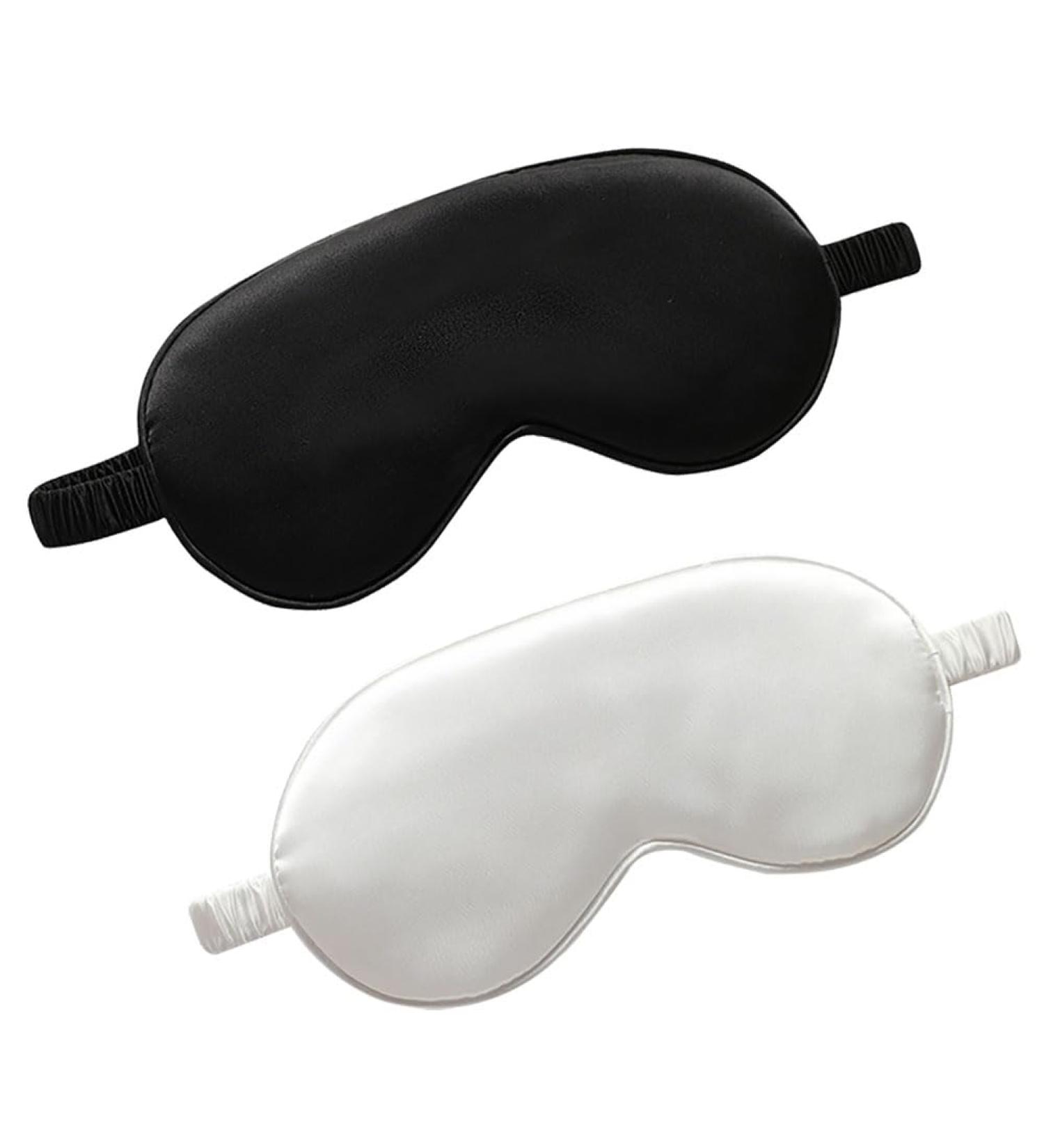 2 Pcs Imitation Silk Sleep Masks - Soft Night Sleeping Masks for Comfortable Travel & Meditation - Black & White Eye Covers for Men & Women - Buy Online on GoSupps.com