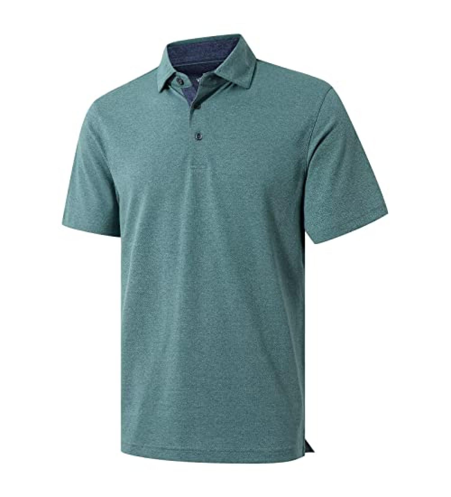 VEBOON Men's Short Sleeve Polo Shirt - Pine Green Heather, Large - Buy Online on GoSupps.com