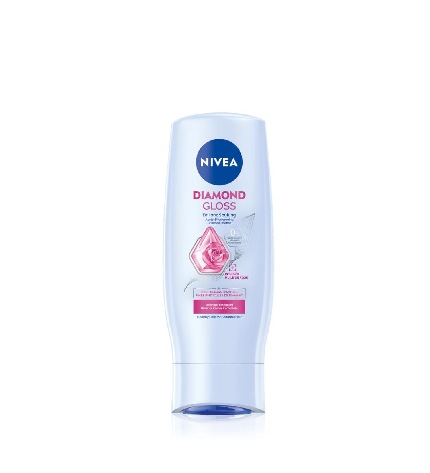 Nivea Diamond Gloss Conditioner | Nourishing Hair Care with Diamond Particles & Rose Oil | 200ml - Intensive Shine & Radiance - Buy Online on GoSupps.com