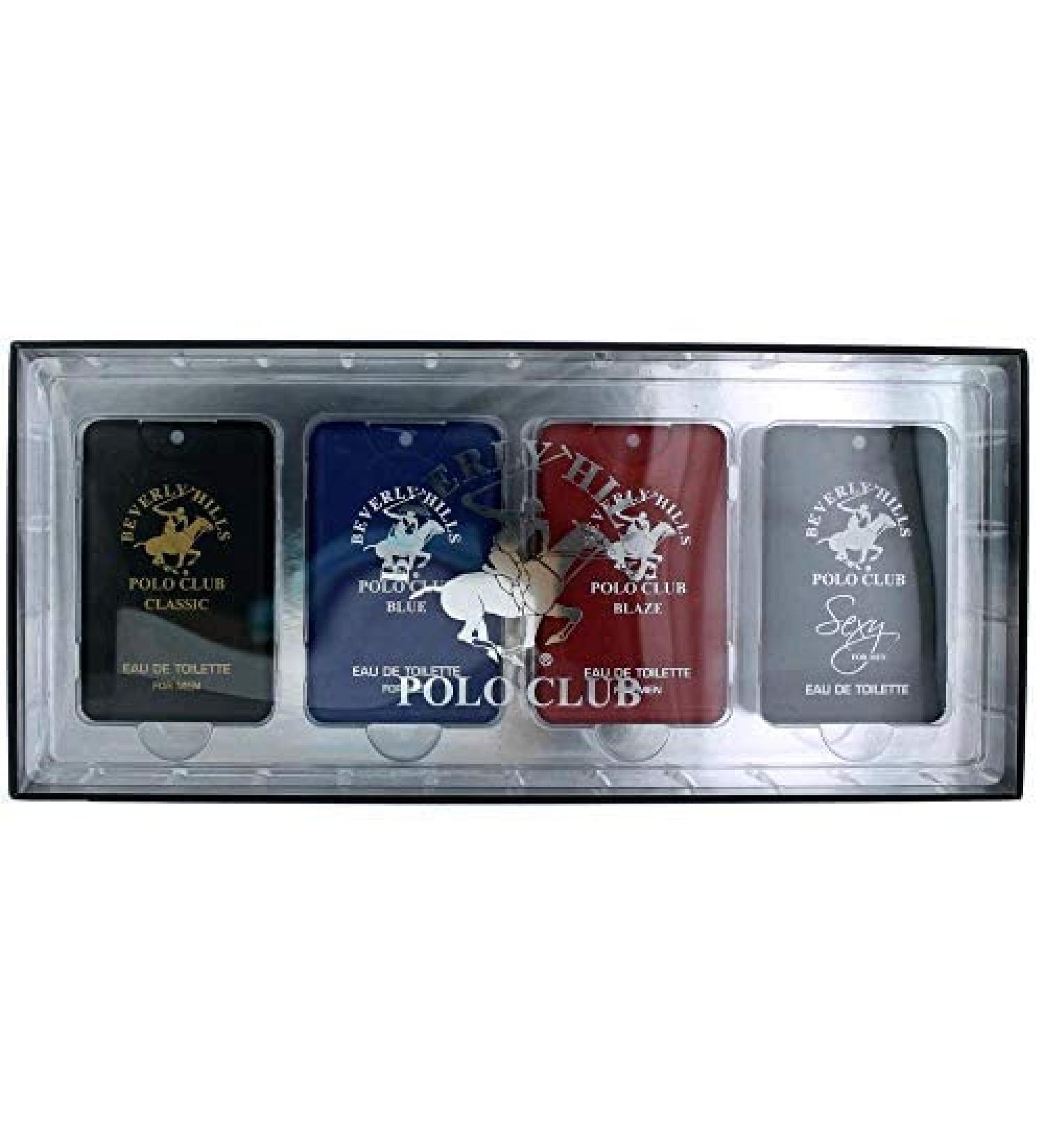 Beverly Hills Polo Club Pocket Size Collection, 4 Piece Cologne Gift Set for Men