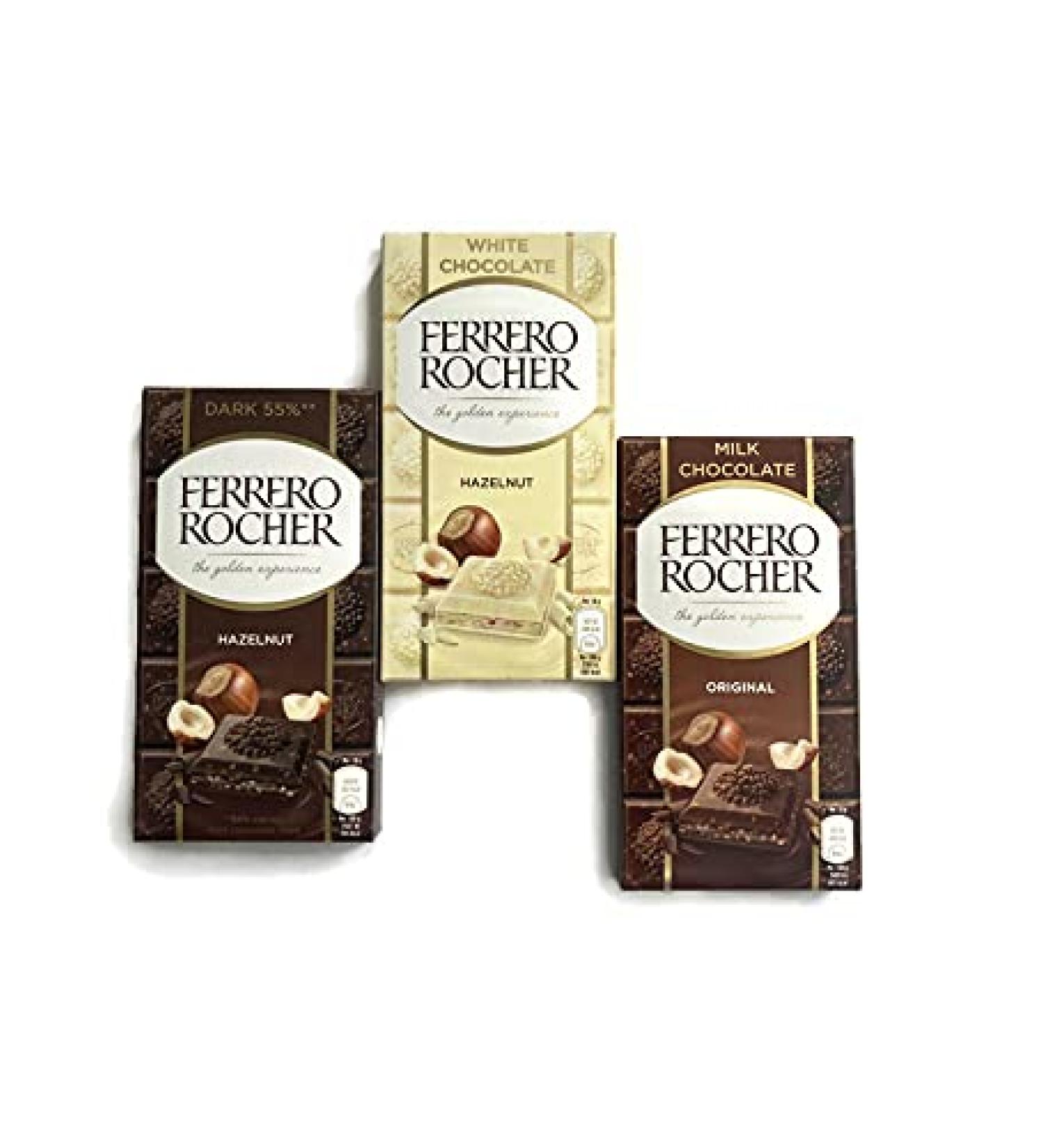 Ferrero Rocher Bar Milk Chocolate Hazelnut Variety Dark Chocolate 55% $ Hazelnut Milk Chocolate Hazelnut Original - Buy Online on GoSupps.com