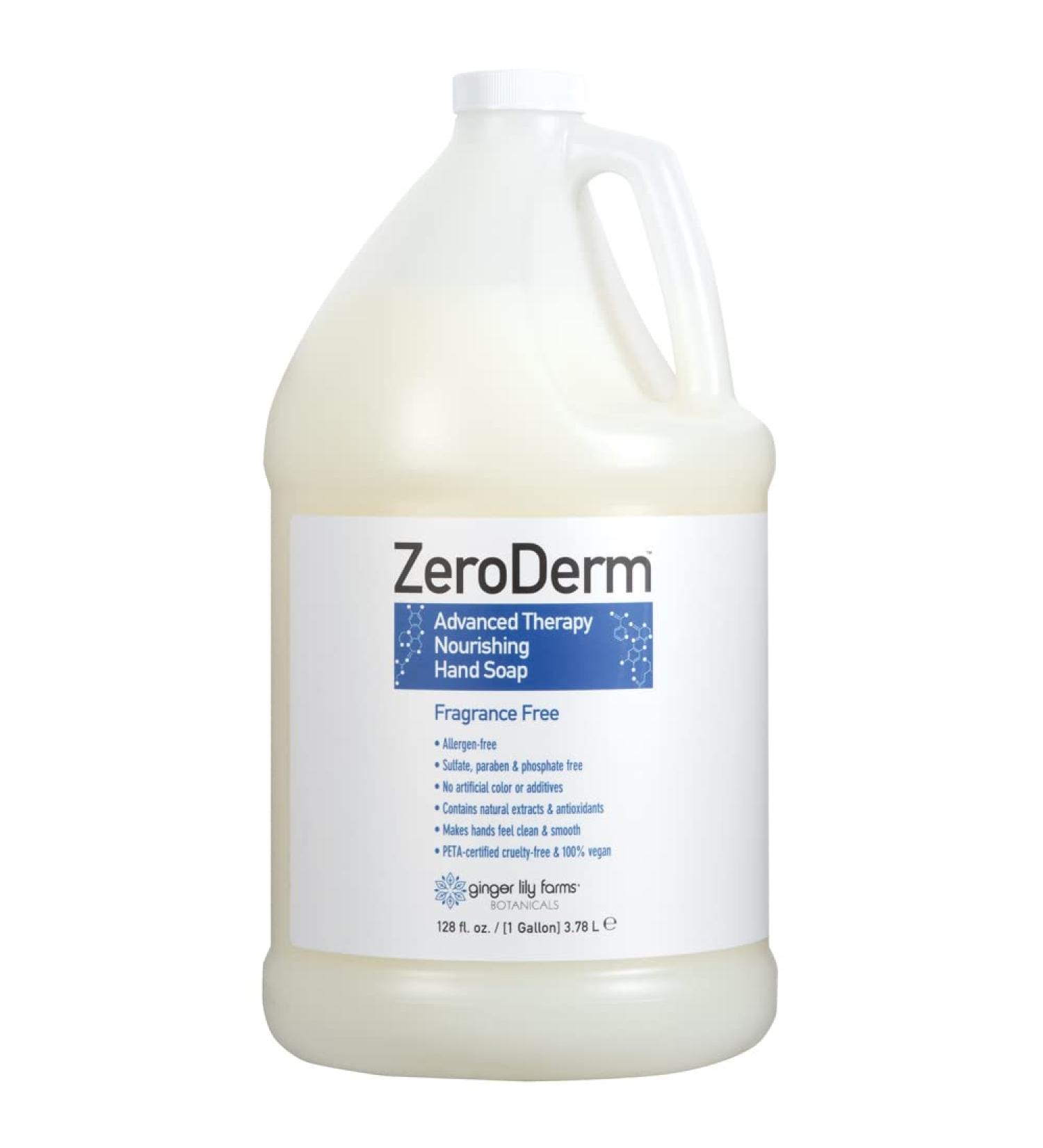 Ginger Lily Farms Botanicals ZeroDerm Advanced Therapy Nourishing Liquid Hand Soap Refill - 128 Fl Oz, Vegan & Cruelty-Free, Fragrance-Free, Unscented - Buy Online on GoSupps.com