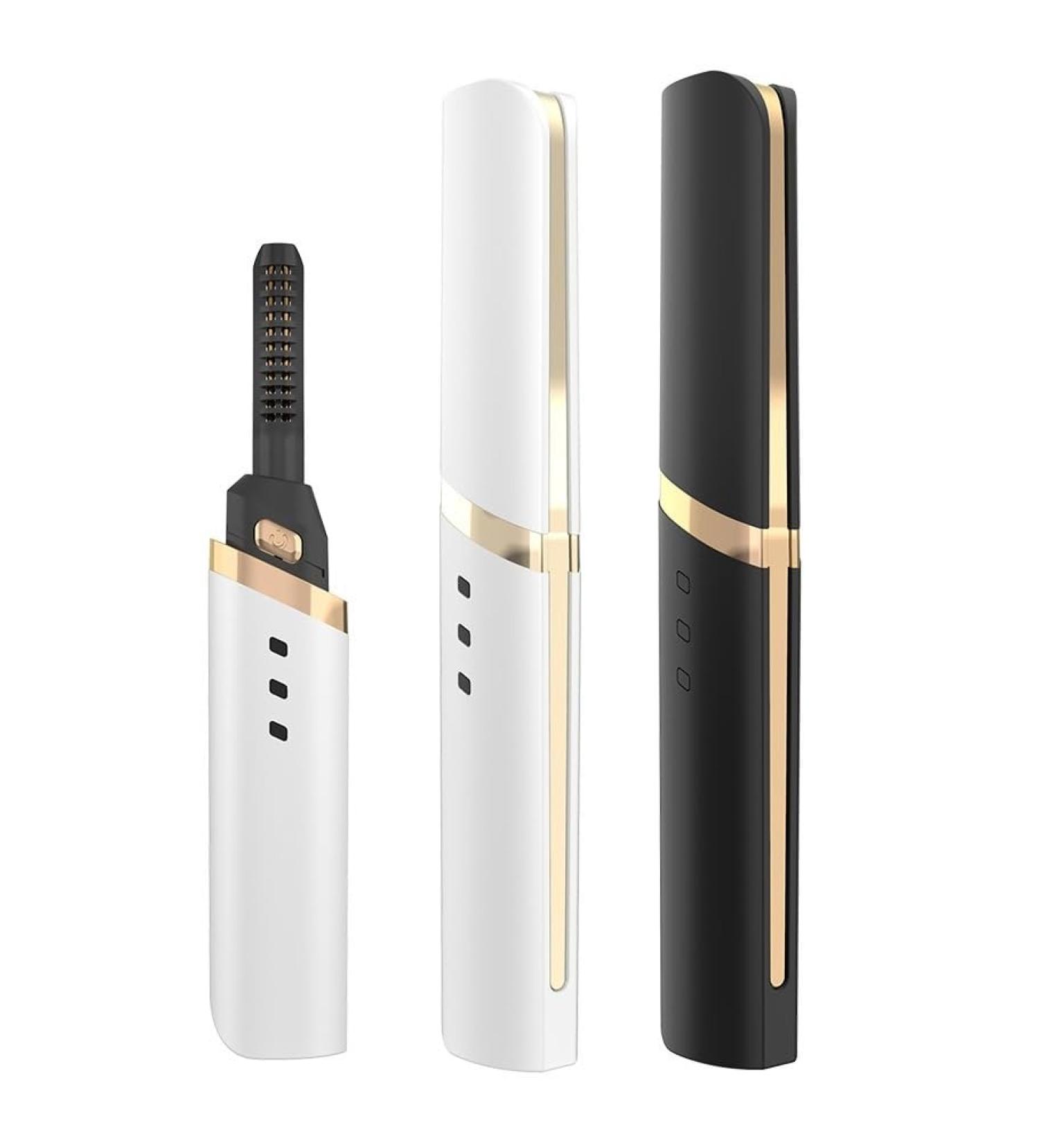 Rechargeable Heated Eyelash Curler | Electric Eye Lash Curler with 3 Temp Settings & Fast 5s Curling | Long Lasting Natural Curls (Black+White) - International Shipping Available - Buy Online on GoSupps.com
