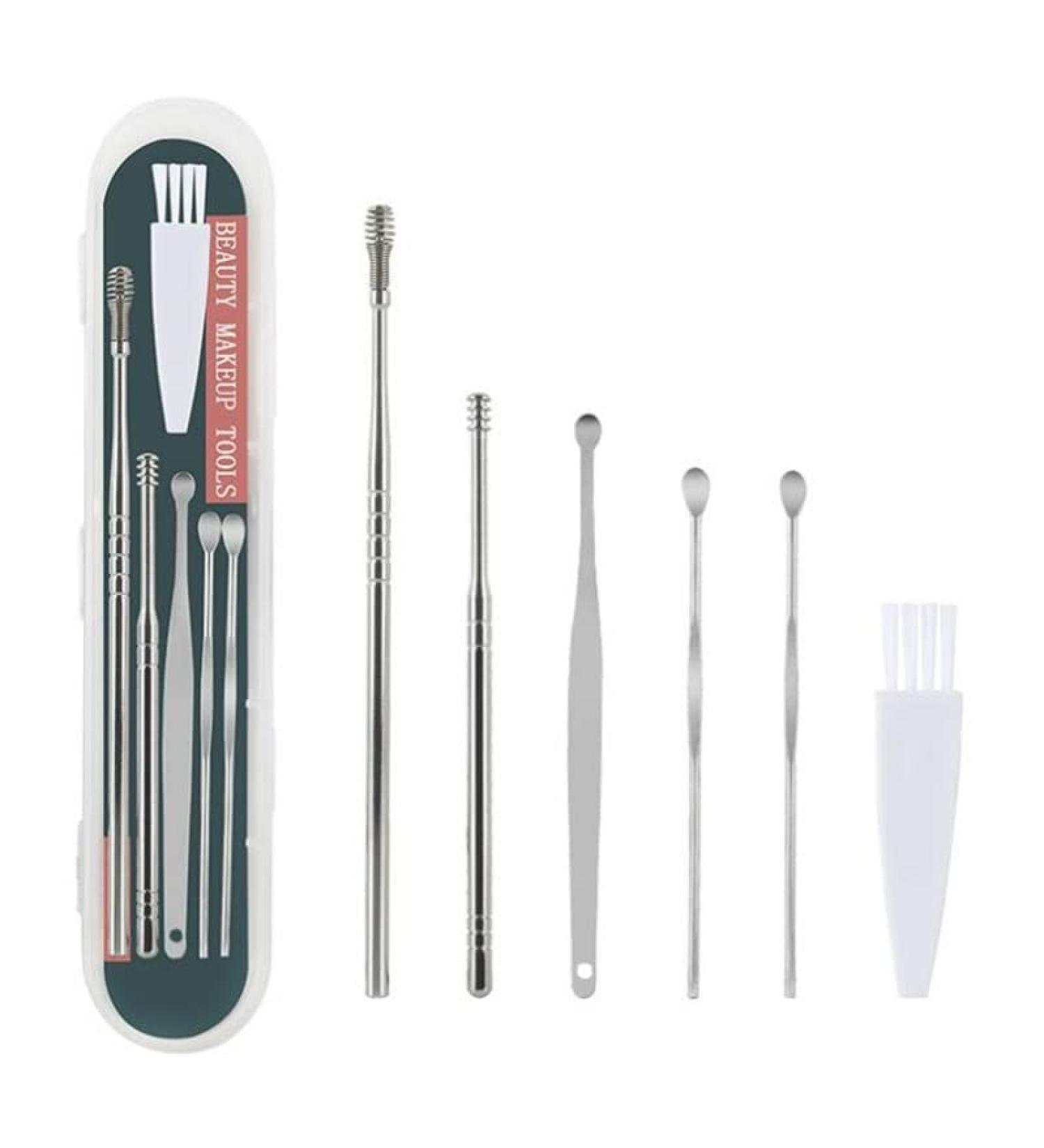 6Pcs Stainless Steel Ear Wax Pickers Set | Earpick Remover Curette Cleaner Spoon Tool - Buy Online on GoSupps.com