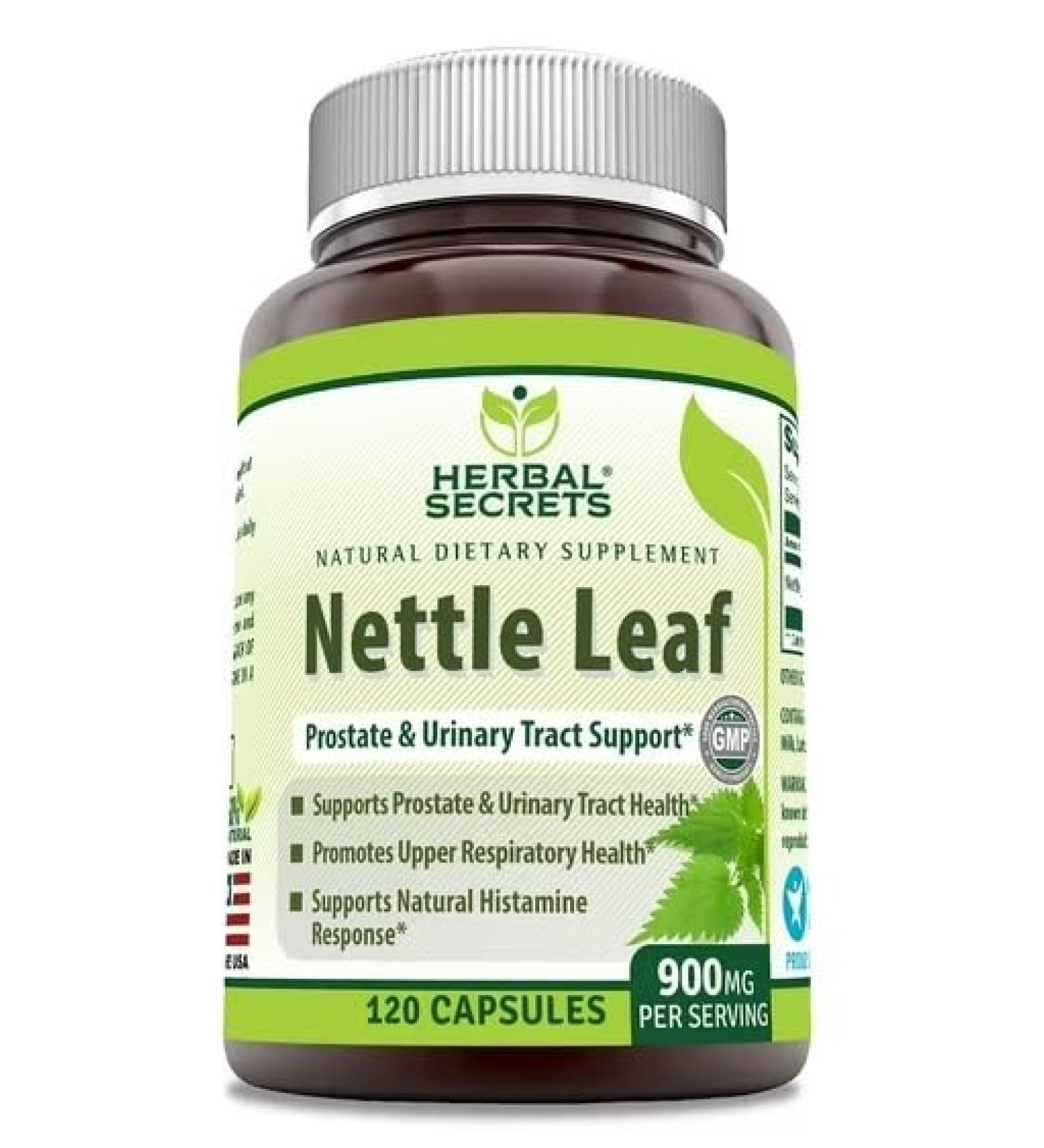 Herbal Secrets Nettle Leaf 900 Mg 120 Capsules Supplement | Non-GMO | Gluten Free | Made in USA - Buy Online on GoSupps.com