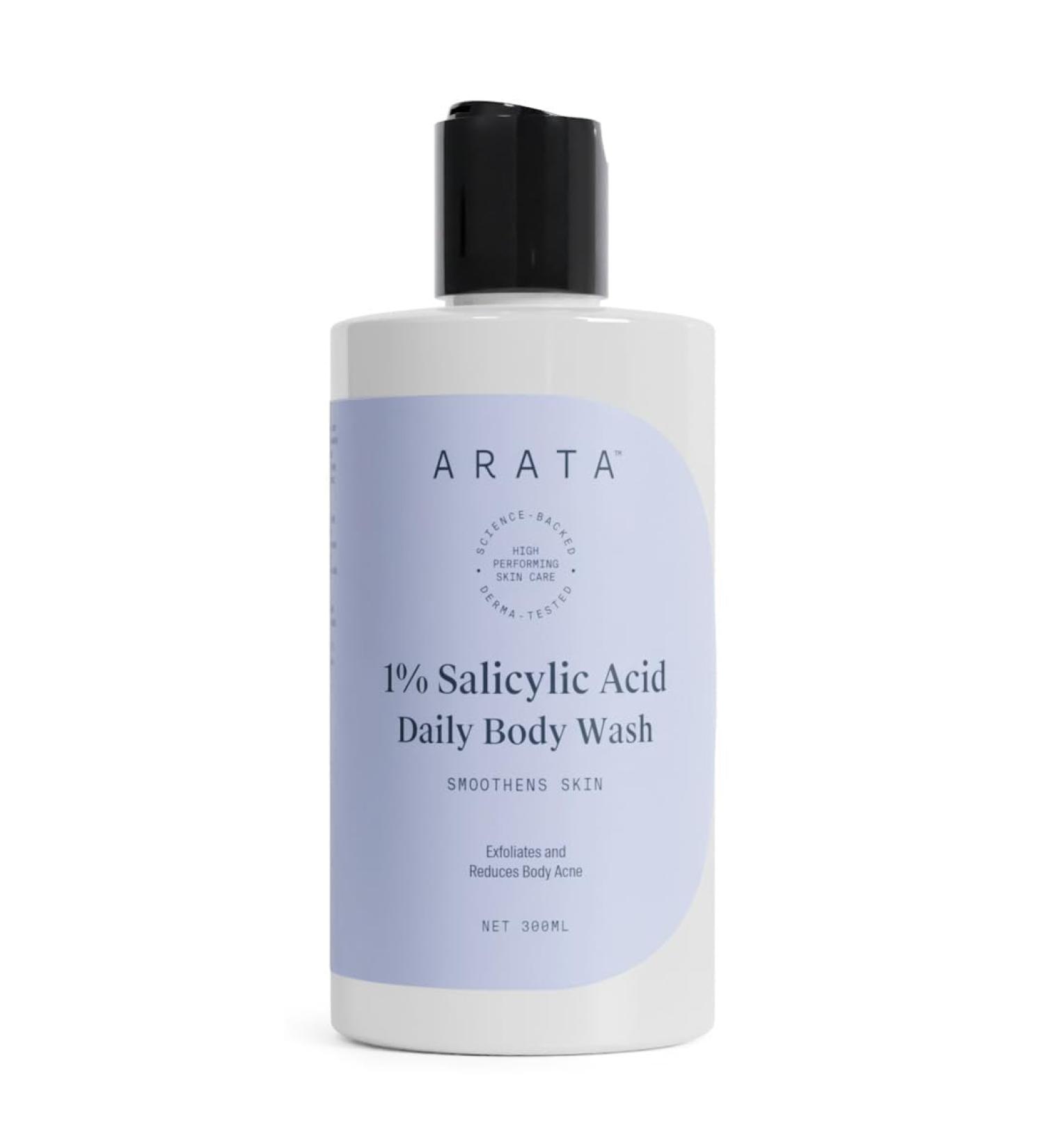 Ara.ta 1% Salicylic Acid Body Wash For Bacne Bumpy & Strawberry Skin | Exfoliates Cleanses & Smoothens Un-even Rough Skin | Paraben & SLS Free |Body Shower Gel For All Skin types | 300ML - Buy Online on GoSupps.com