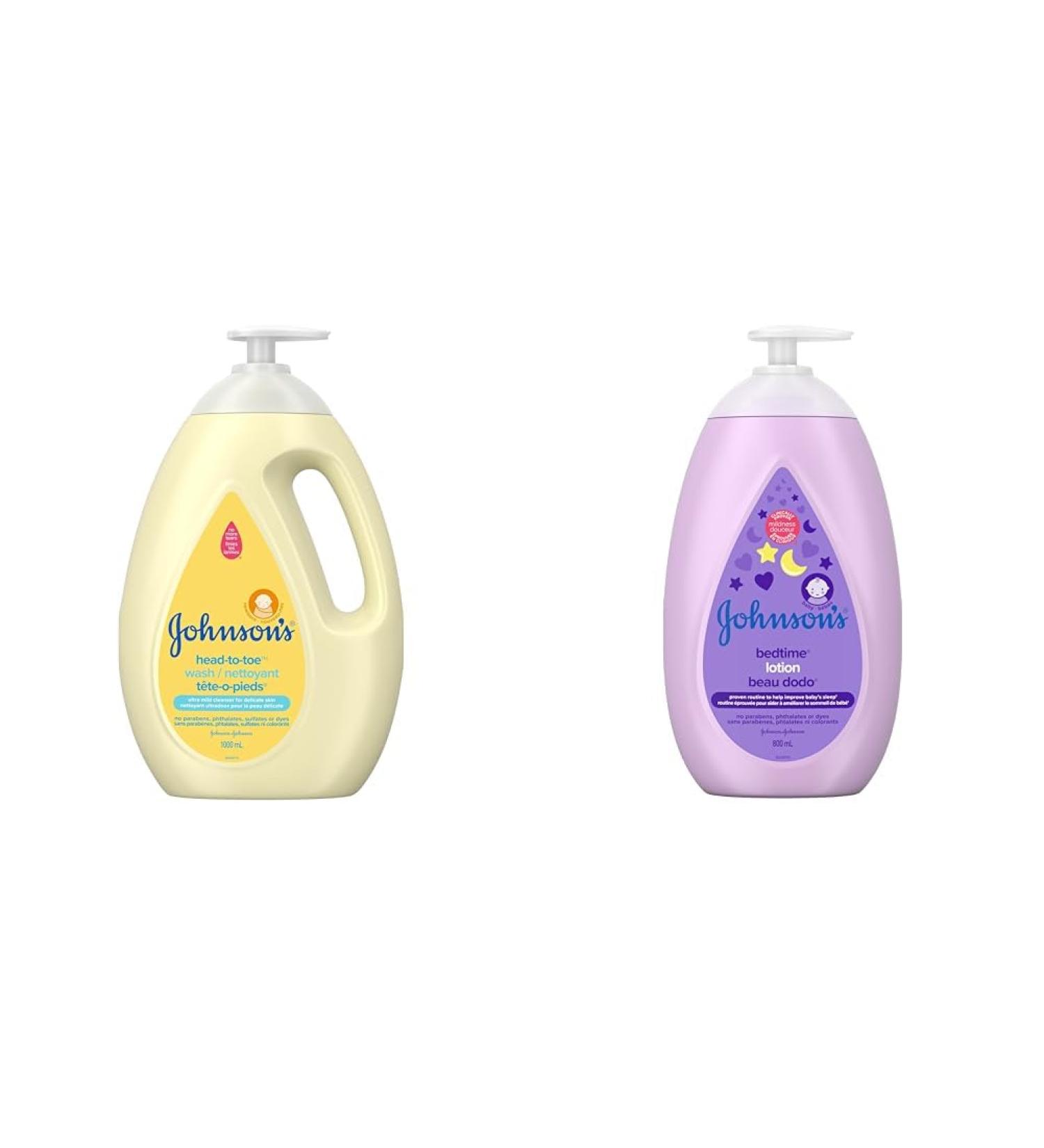 Johnson's Baby Wash and Shampoo (1000 ml) + Johnson's Baby Bedtime Moisturizing Lotion (800 ml) 1 l (Pack of 1) Wash+Baby lotion and cream - Buy Online on GoSupps.com