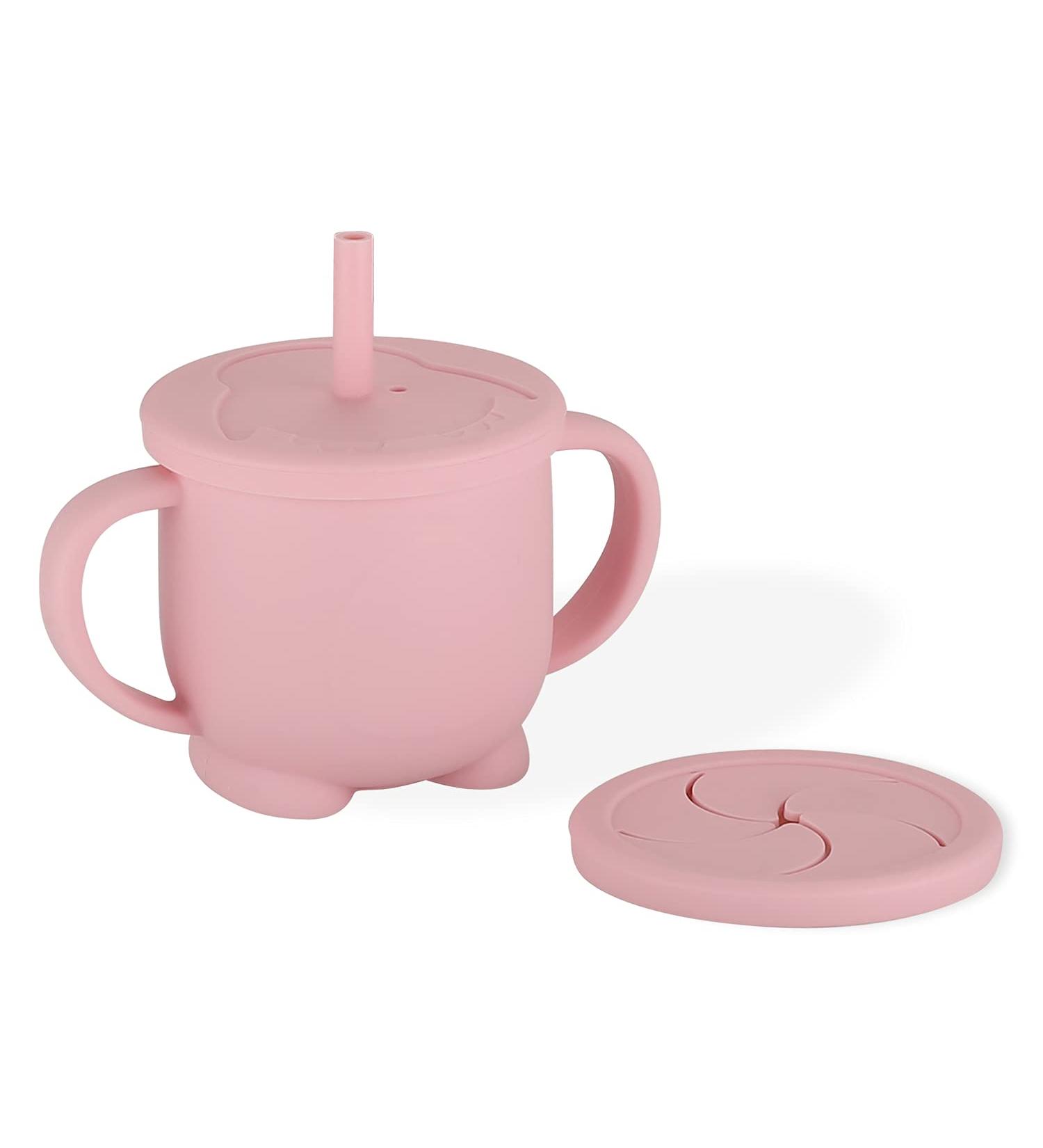 Kikonk 3-in-1 Toddler Sippy Cup & Snack Cup with Spill-Proof Lids - BPA Free (Pink) - Buy Online on GoSupps.com