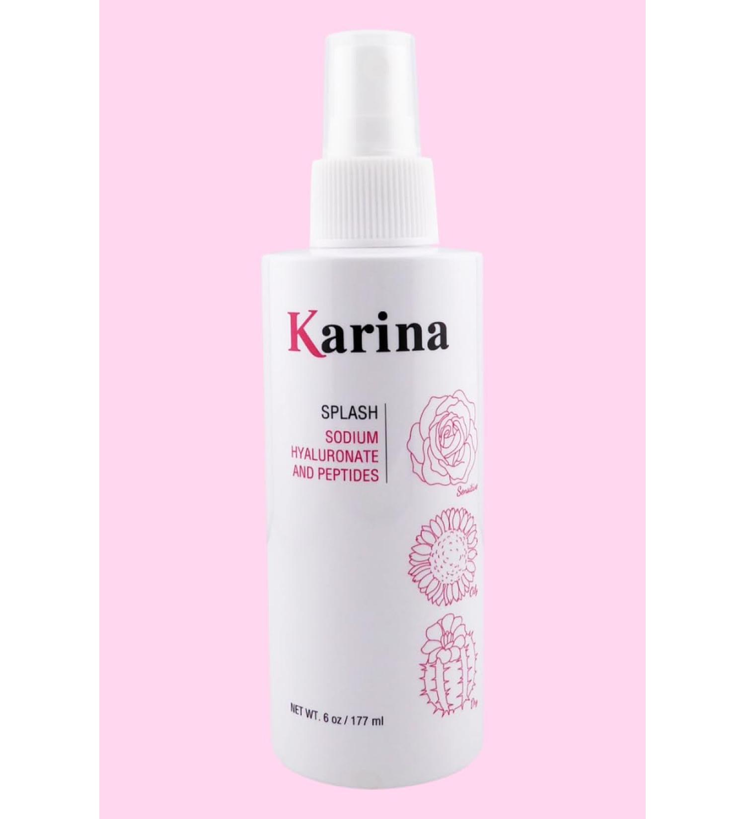 Karina Splash Hydrating Facial Toner with Sodium Hyaluronate & Peptides 6 oz Alcohol-Free Moisturizes & Refreshes Skin Promotes Hydration & Softness Suitable for All Skin Types