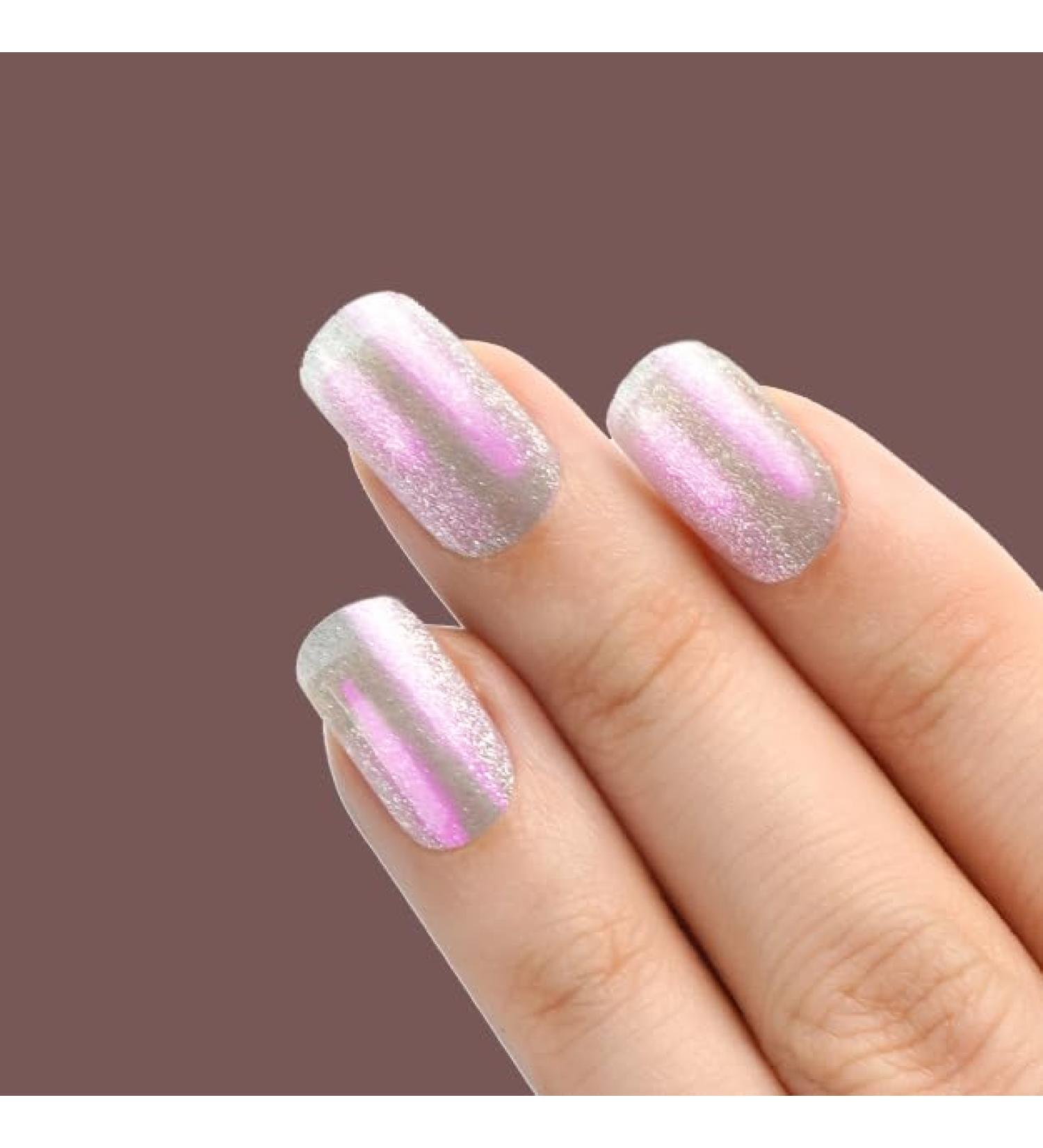 Danni & Toni Half Hardened Gel Nail Films - Silver Cat Eye UV Gel Foil Stickers | Self-Adhesive Nail Wraps | 28 Flickering Designs - Buy Online on GoSupps.com