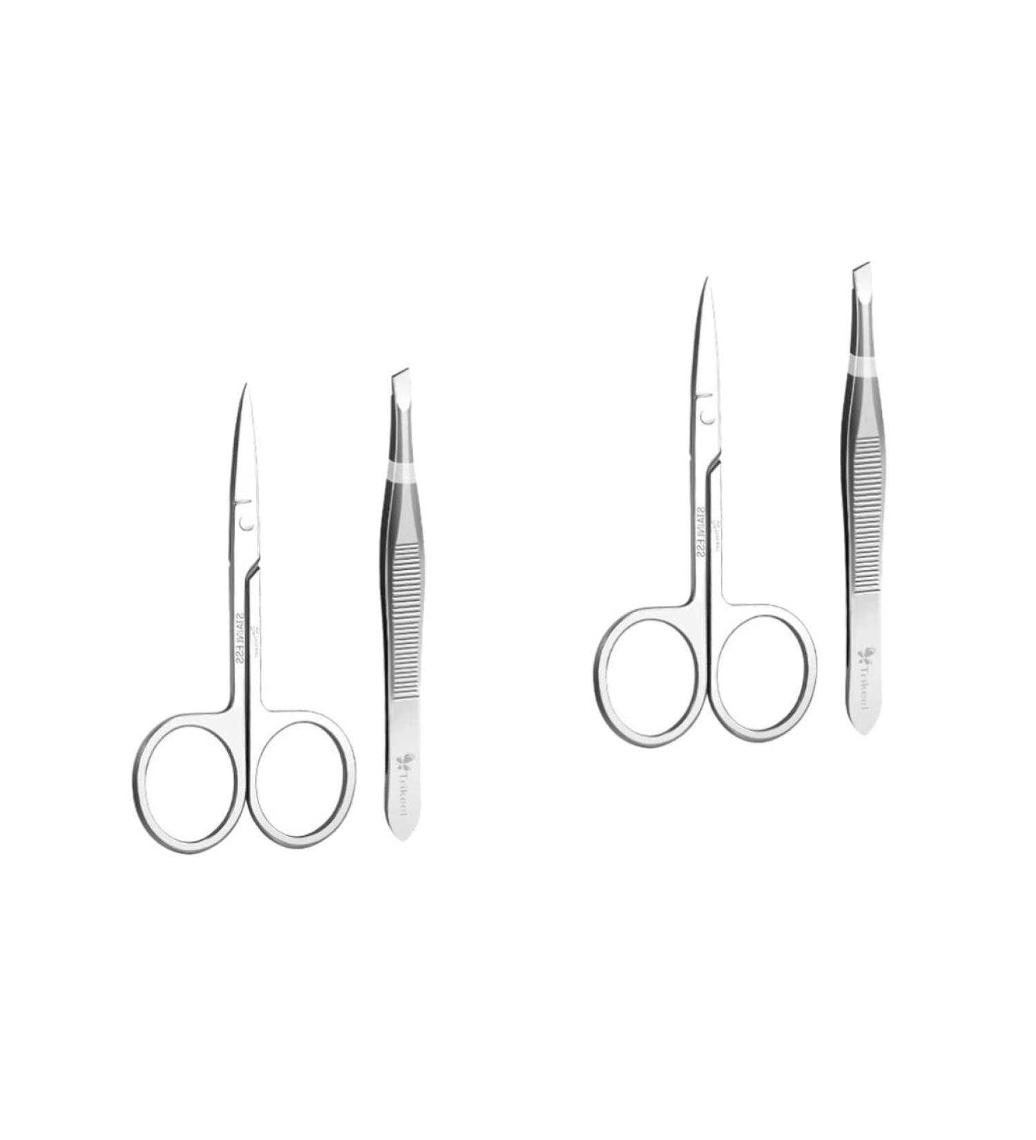 Beaupretty Eyebrow Cutter Set - Precision Tweezers & Nasal Shear for Eyebrows & Eyelashes - Stainless Steel Hair Remover - 2 Sets Pink & Silver - Buy Online on GoSupps.com
