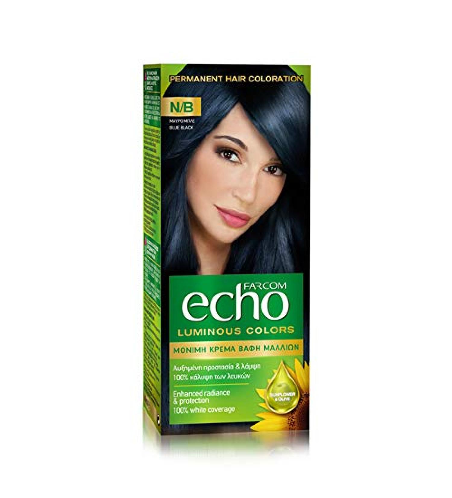 FARCOM Echo hair color with natural olive extract and vitamin C 60ml (NB Blue black) - Buy Online on GoSupps.com