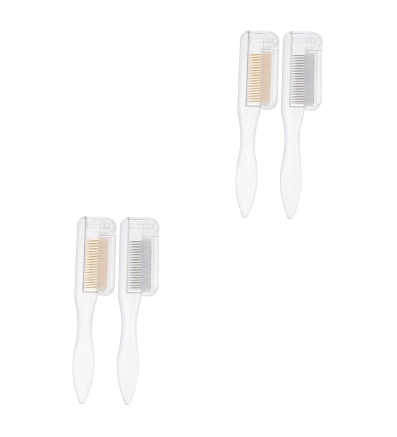FOMIYES 4 Pcs Foldable Eyebrow Comb Set - Portable Eyebrow Brush & Mascara Comb for Eyelash Beauty | Multitool with Steel Teeth Handle - Buy Online on GoSupps.com