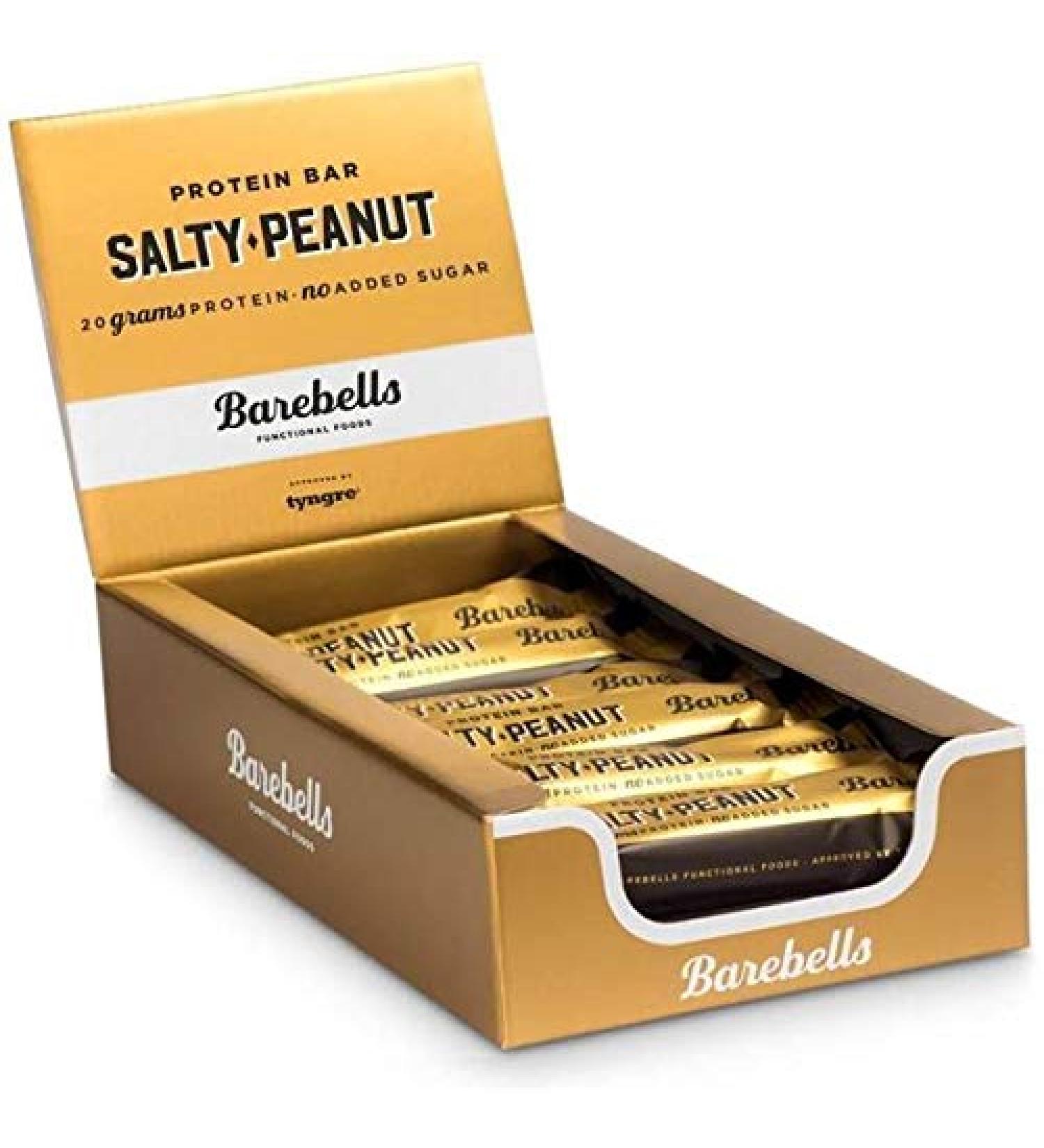 BAREBELLS Salty Peanut Protein Bars - 12 Count, Healthy Low Sugar Snack - Buy Online on GoSupps.com