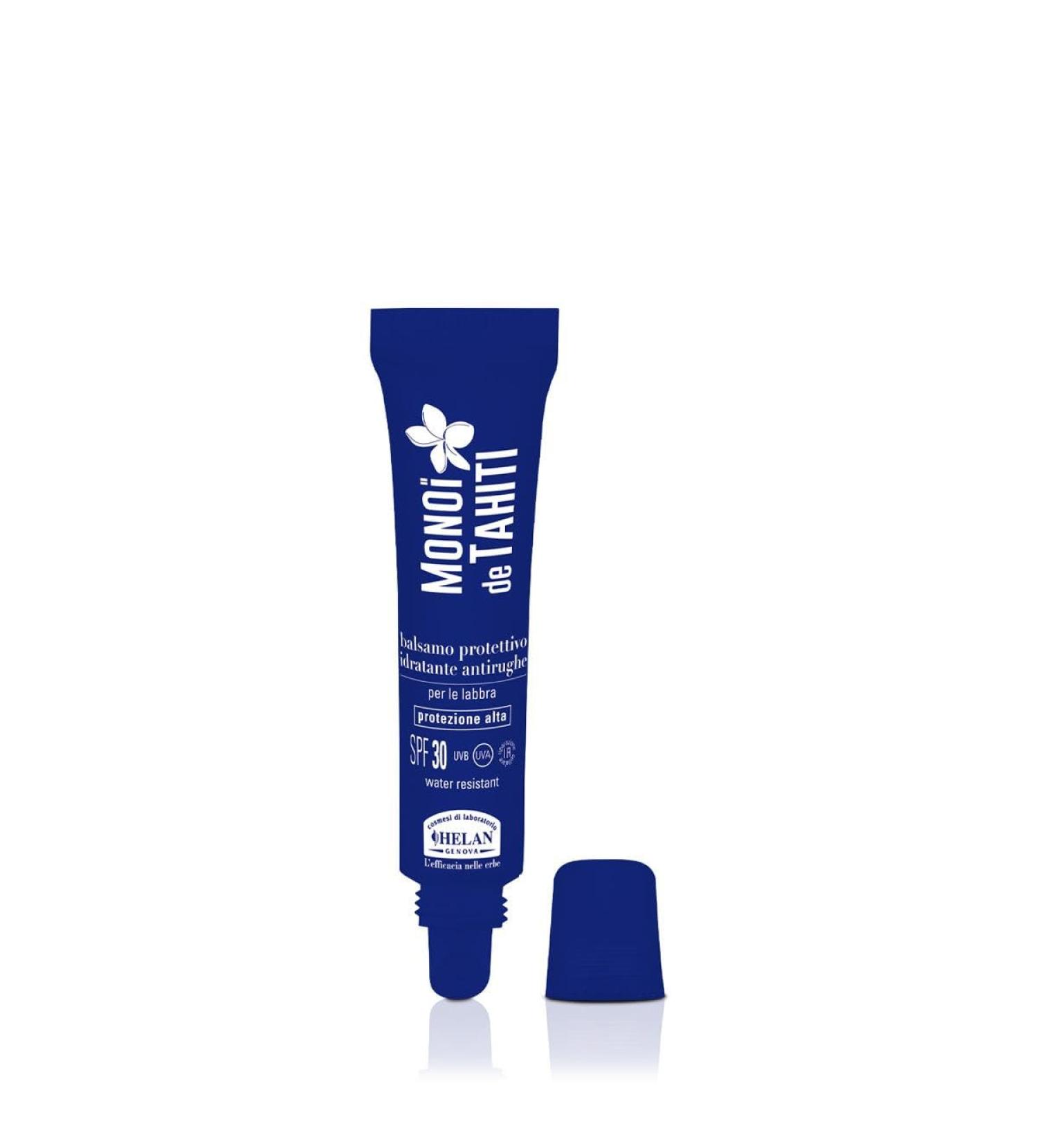 Helan Mono de Tahiti - Lip Balm Sun Protection 30 Anti-Wrinkle Hyaluronic Acid Moisturising Lip Balm Lip Balm Waterproof UV/IR Filter Cocoa Butter Vitamin E and Shea Butter 15 ml
