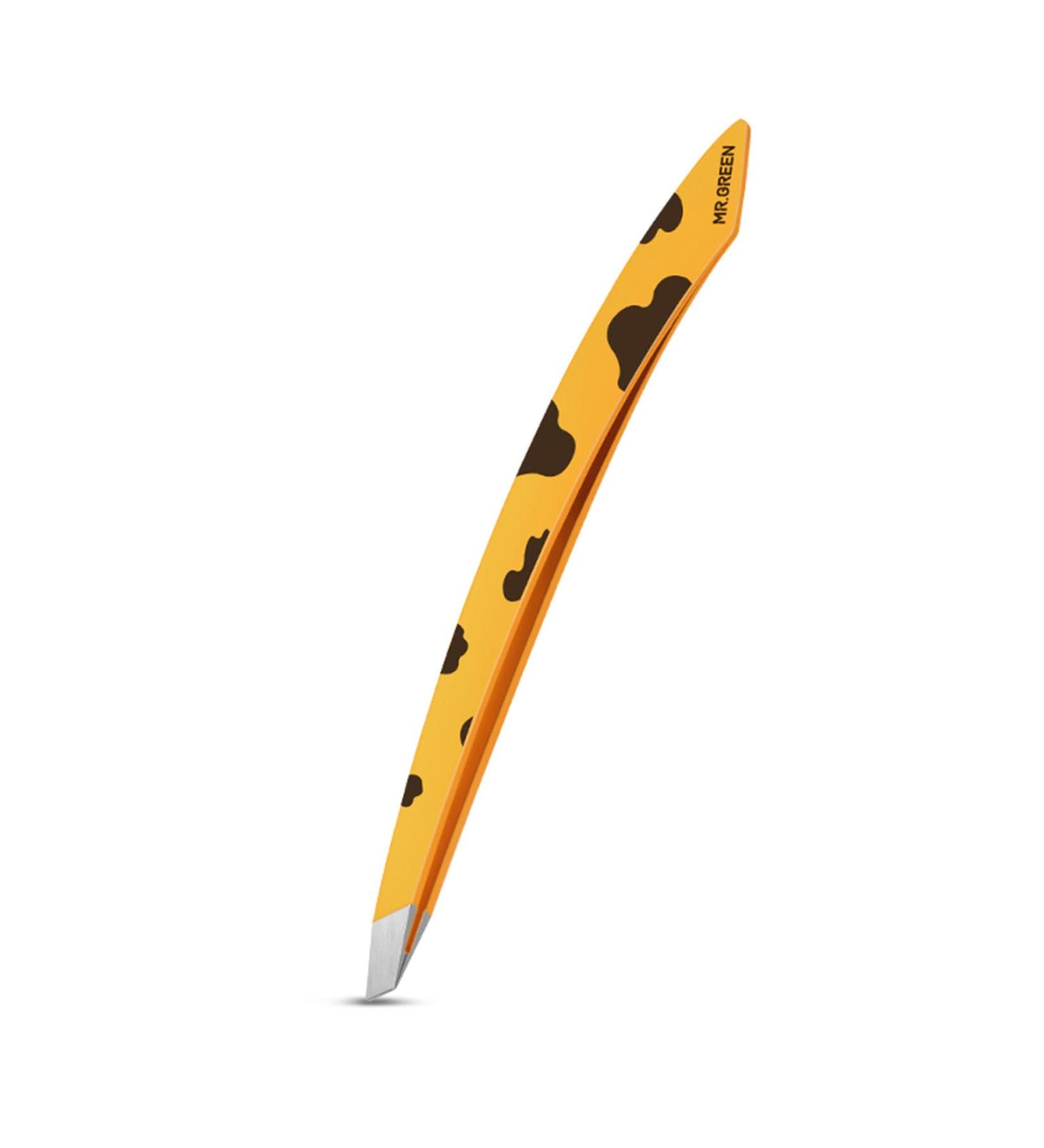 MR.GREEN Curve Handle Eyebrows Tweezers - Professional Stainless Steel Beauty Clip for Fine Hair Removal in Light Yellow - Buy Online on GoSupps.com