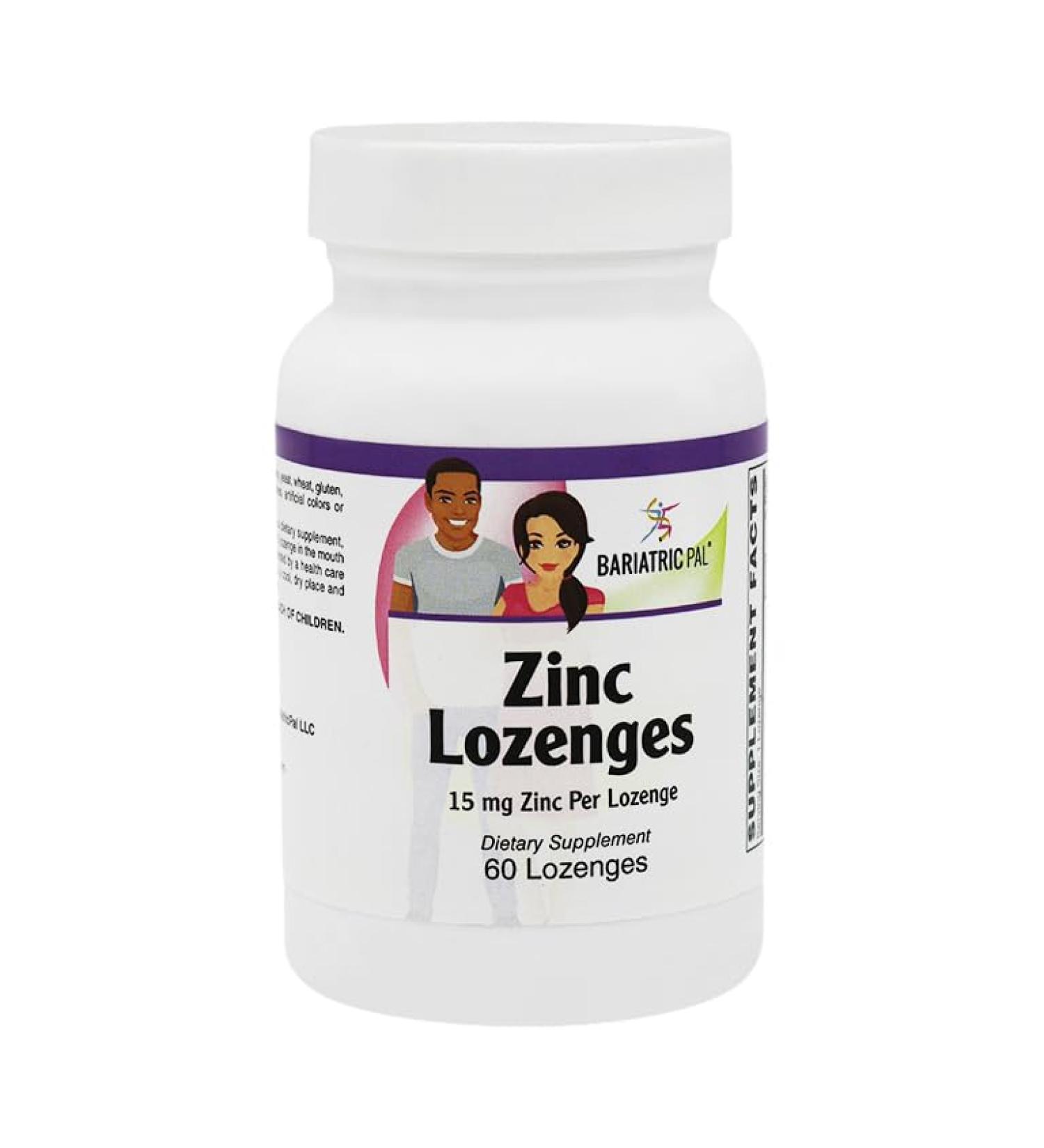 BariatricPal 15mg Zinc + Vitamin C - Lemon Flavored Lozenges (60 Count) - Buy Online on GoSupps.com