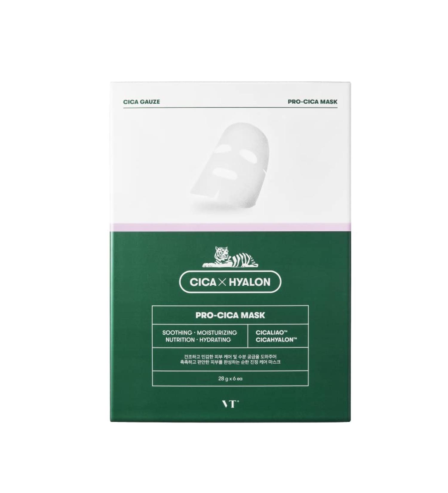 VT Cosmetics Pro Cica Mask (6Pcs) - Hyaluronic Acid Sheet Mask for Moisturizing & Acne Care | Centella Asiatica Extract | Korean Skin Care - Buy Online on GoSupps.com