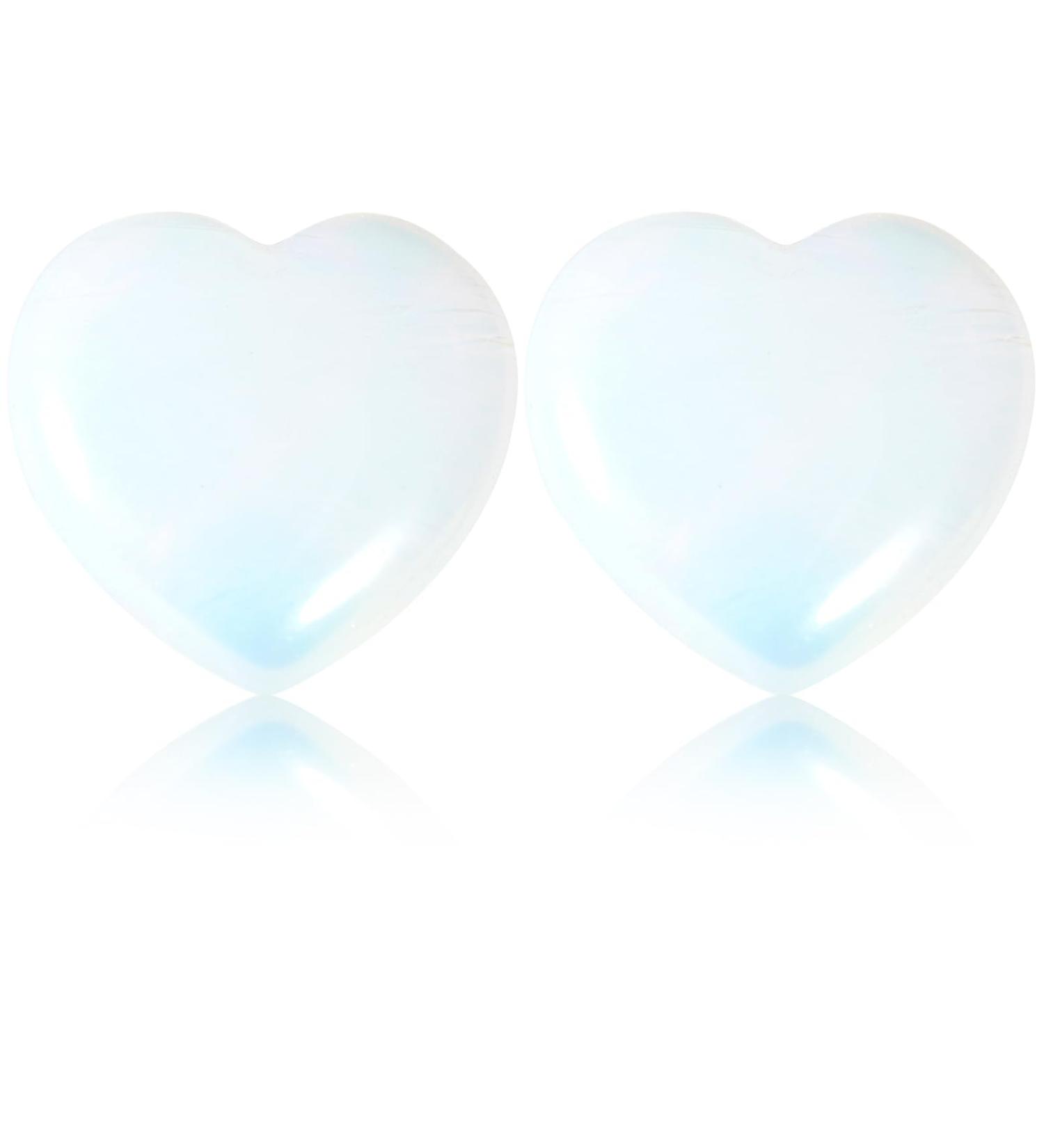 Soulnioi Opal Crystal Heart Stone Mini Love Pocket Stone - 2Pcs 20mm Tumbled Worry Stone for Reiki Meditation Therapy and Stress Relief - Buy Online on GoSupps.com