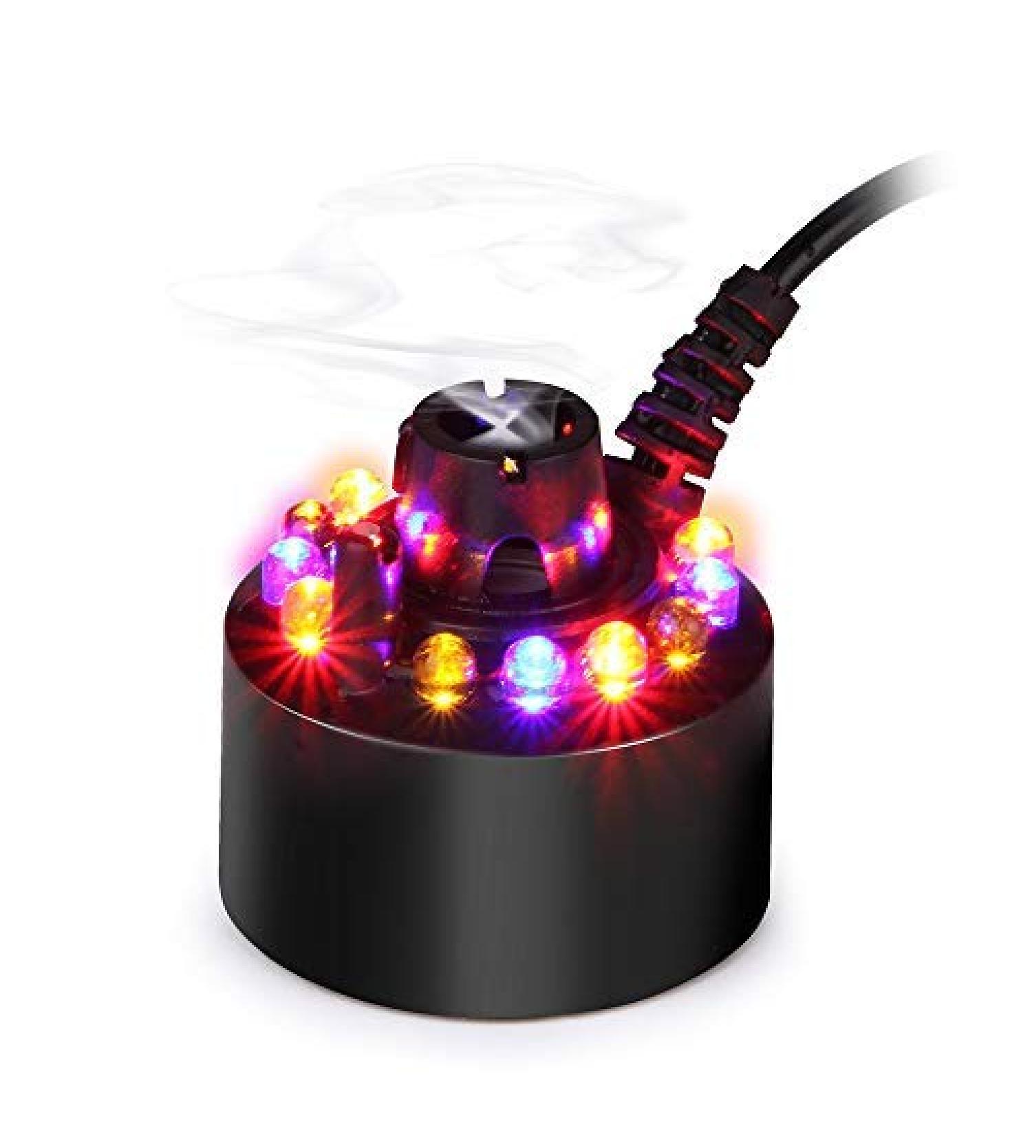 PAIDUOJI Color Changing LED Pond Fountain Fogger Humidifier - 12 LED Lights Atomizer with AC Adapter (Black) - International Shipping Available - Buy Online on GoSupps.com