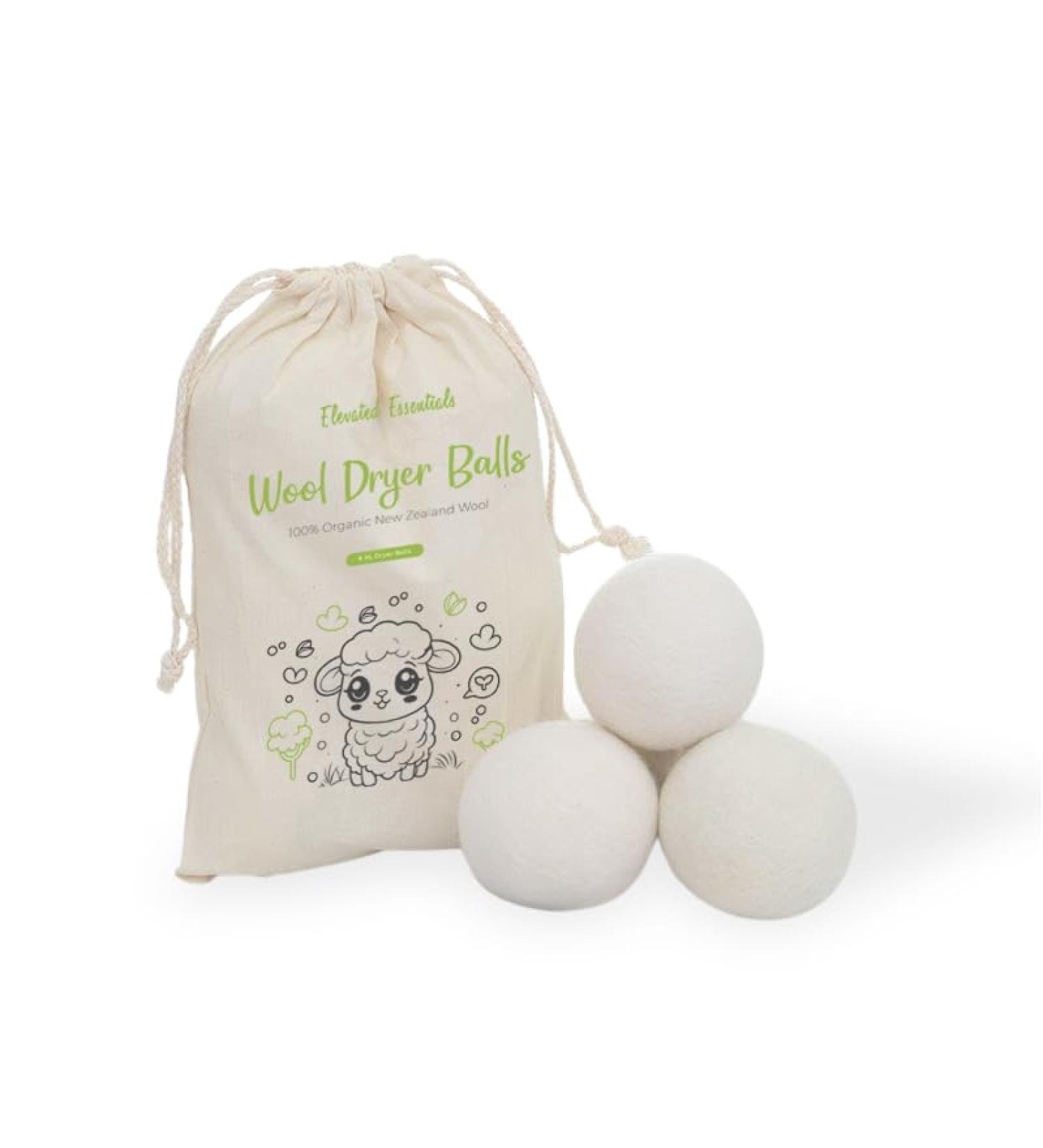 XL Organic Wool Dryer Balls - 100% New Zealand Wool Fabric Softener | Reusable Laundry Balls for Wrinkle Reduction (6 Pack) | Eco-Friendly Home Essentials - Buy Online on GoSupps.com