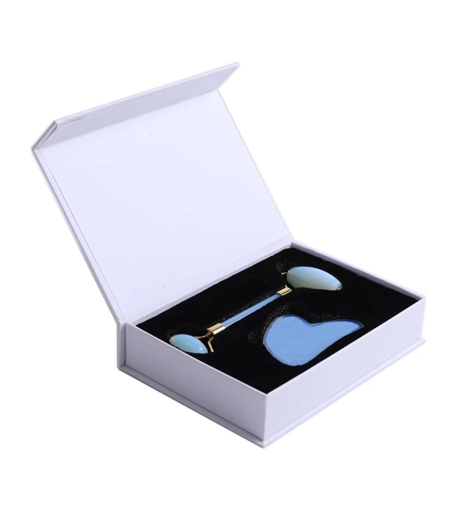 Buy Type 5 Blue Jade Massage Roller & Gua Sha Set - Anti-Wrinkle Facial Massager for Lifting & Relaxation - International Shipping Available - Buy Online on GoSupps.com