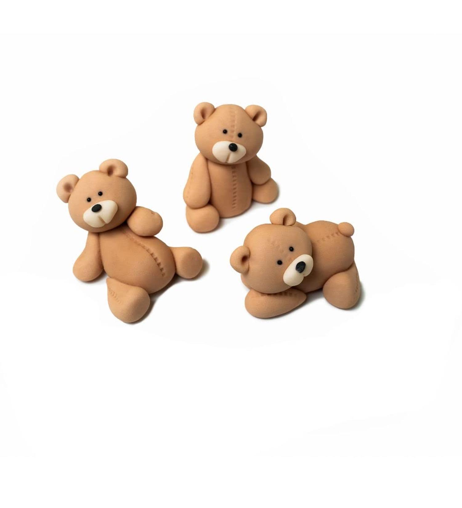 SugArt 3 Teddy Bears Cake Topper Party Decoration Fondant Edible Great for Kids Boy Girl first Birthday Christening Baby shower easy to Use. - Buy Online on GoSupps.com