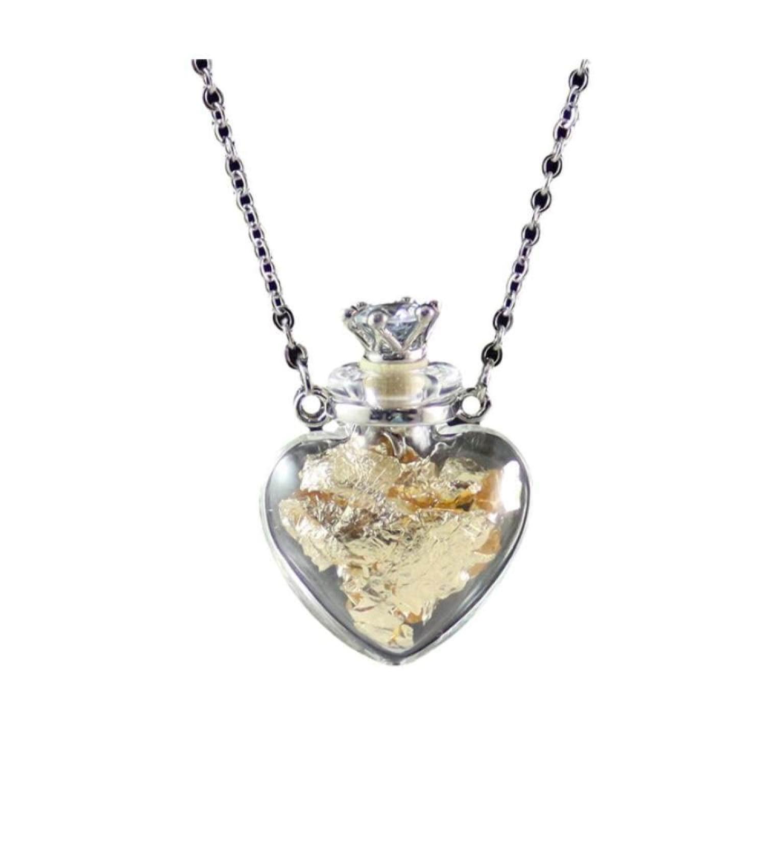 Shop Lodmloer Memorial Sacred Hall Glass Necklace | Heart Crown Stopper Ball | Urn Jewelry for Souvenir & Essential Oils | 60cm - Buy Online on GoSupps.com