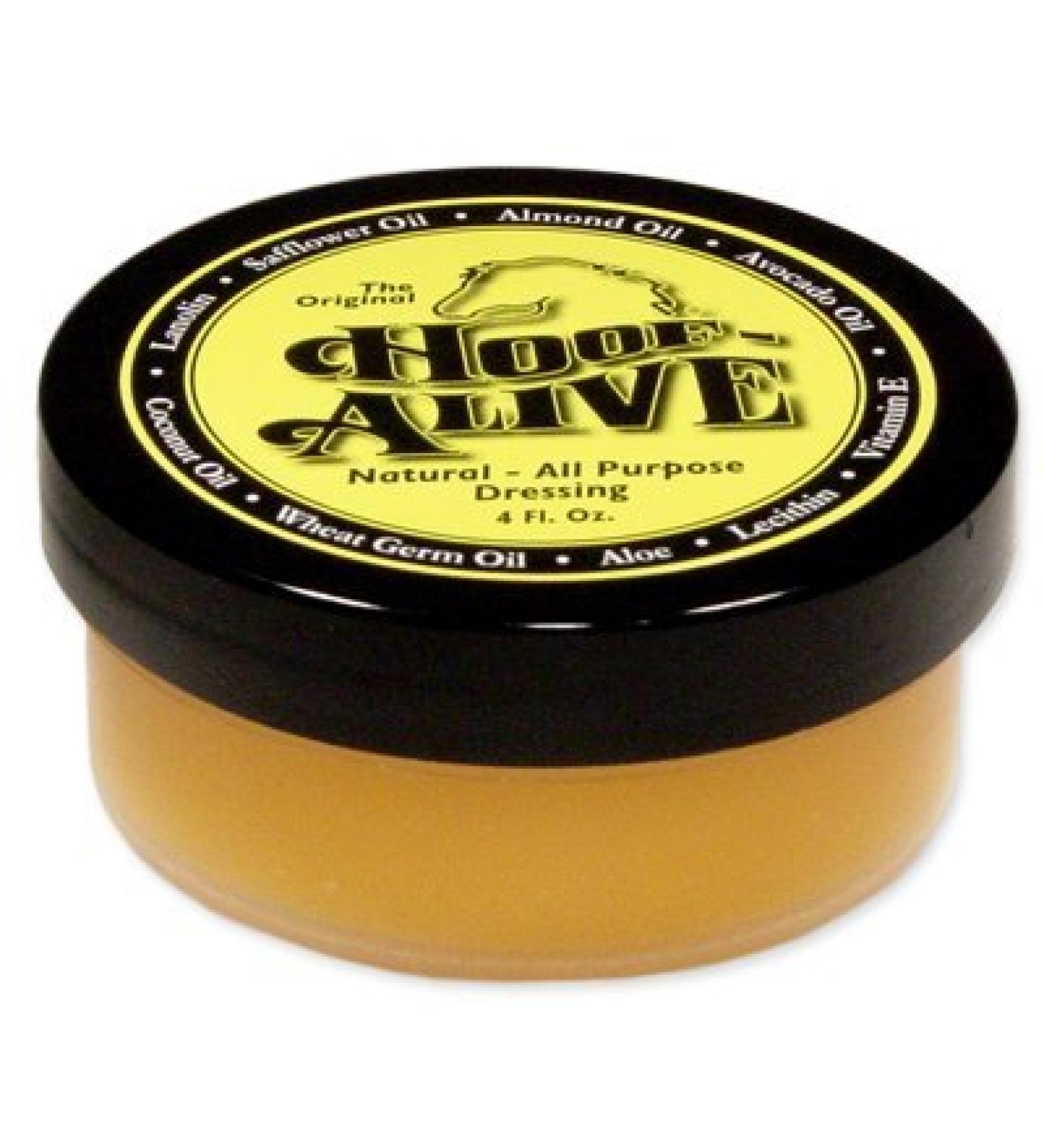 Hoof-Alive. Natural All-Purpose Dressing Penetrates Hoof Wall and Living Tissue. Promotes Strong Healthy Hoof Growth. Helps Heal Water and Quarter Cracks. Non-Irritating. Petroleum-Free. 4.0 ounces