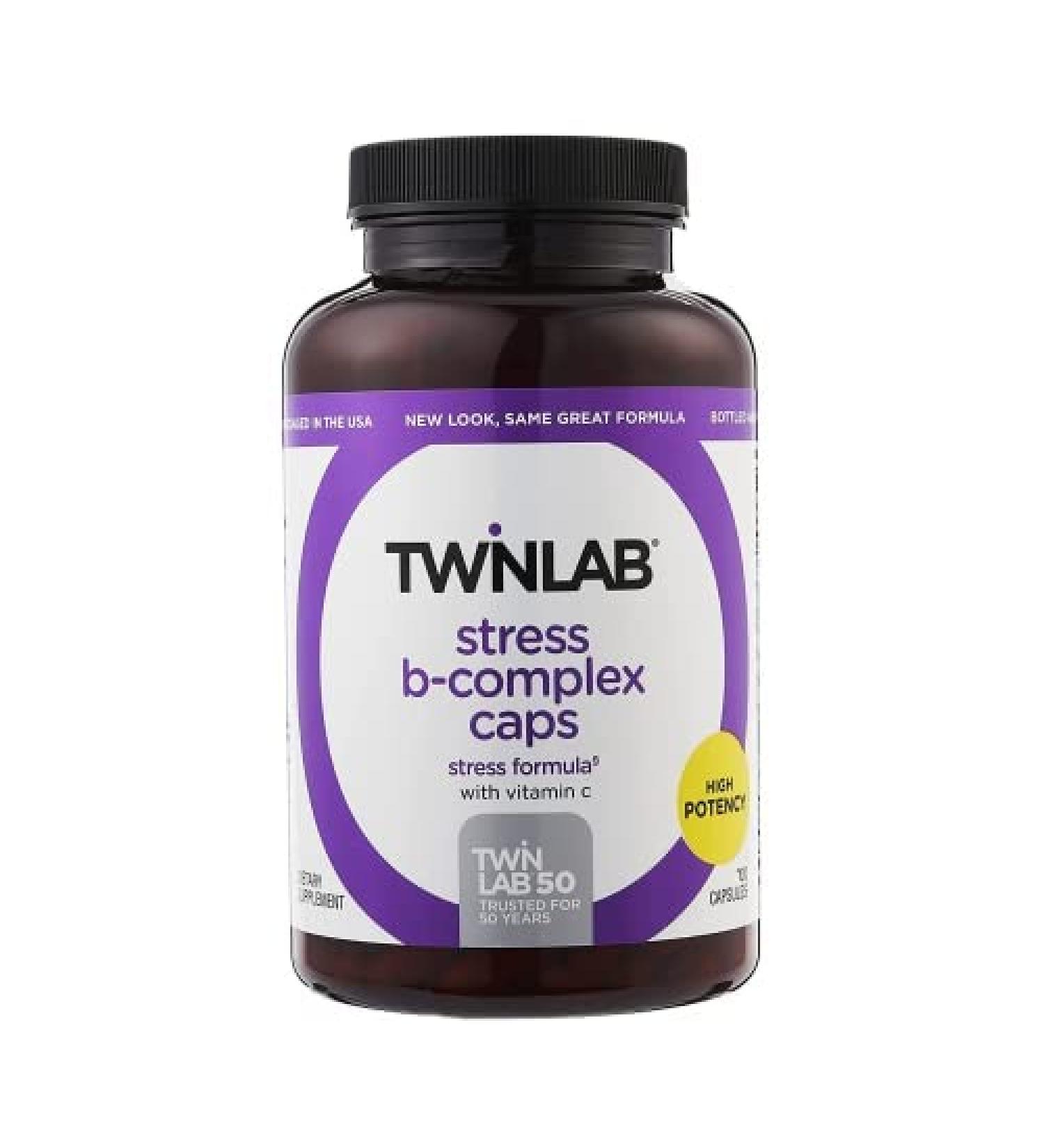 Twinlab Stress B-Complex Caps - Energy Support Supplement with Vitamin B12 and B6-100 Capsules